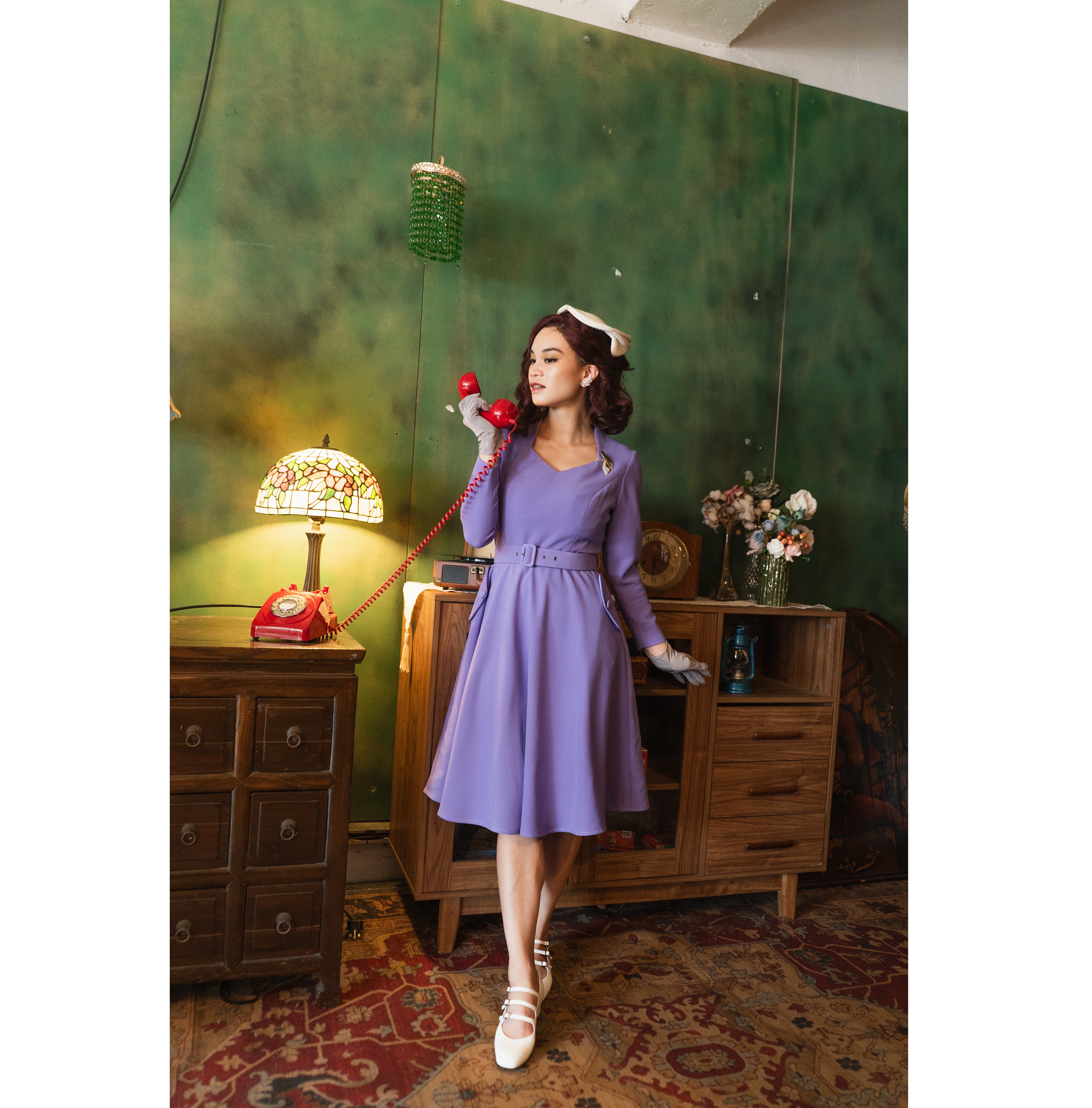(Ready-Made) 1940s Purple Dream Princess Dress with Belt (FM200)