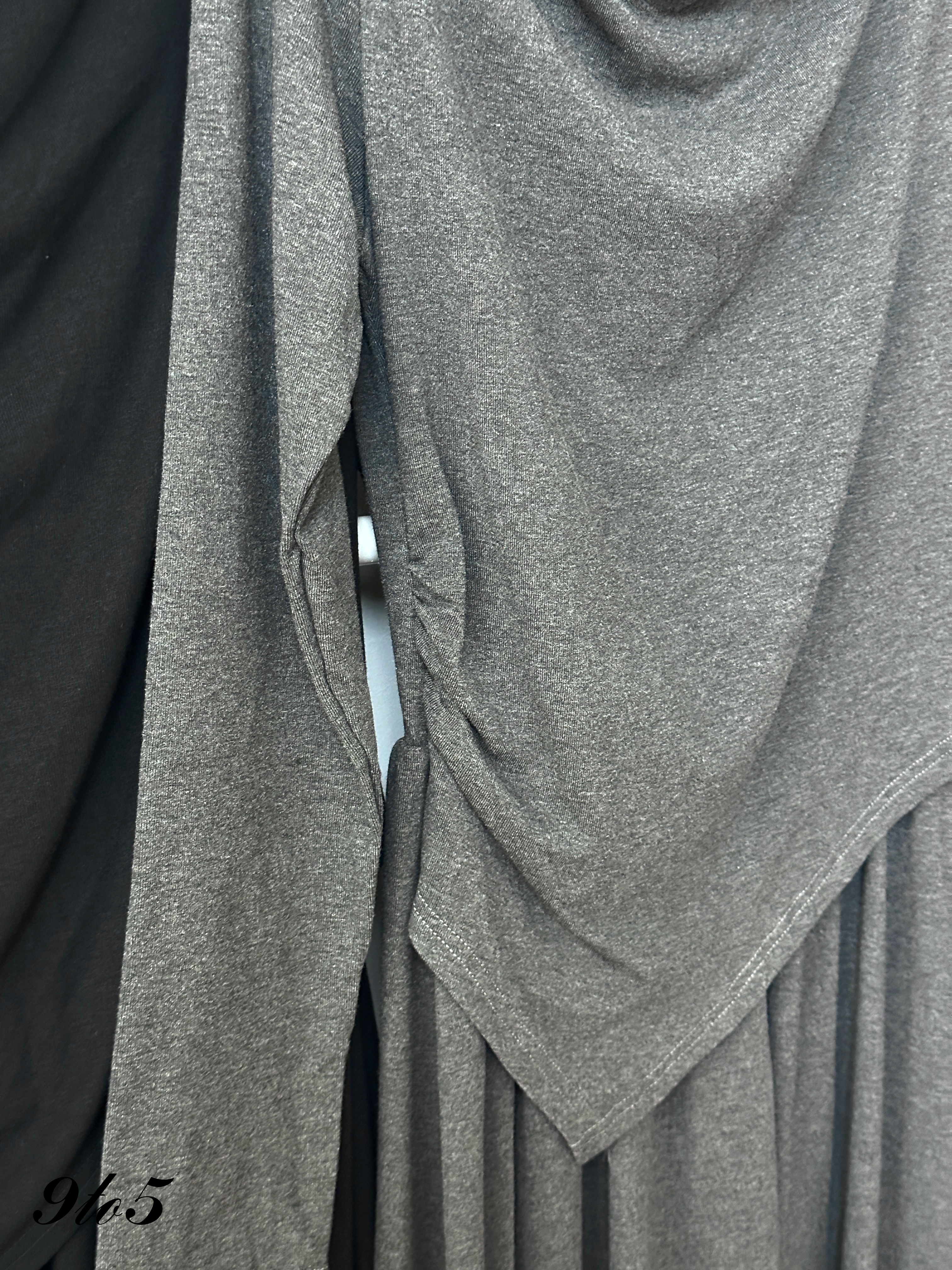 D2370 Fake Two-Pieces Off-Shoulder Dress - Black & Grey