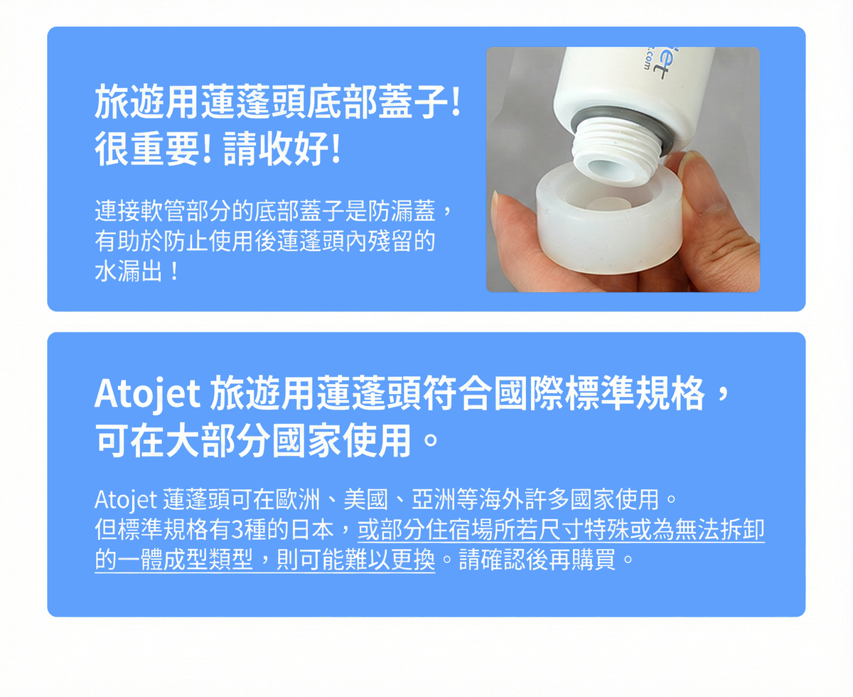 【香港行貨】 atojet｜第三代迷你蓮蓬頭 花灑套裝(內含花灑*1、濾芯*2、防水袋*1) │ 旅行必備 │ 韓國生產 濾水器 