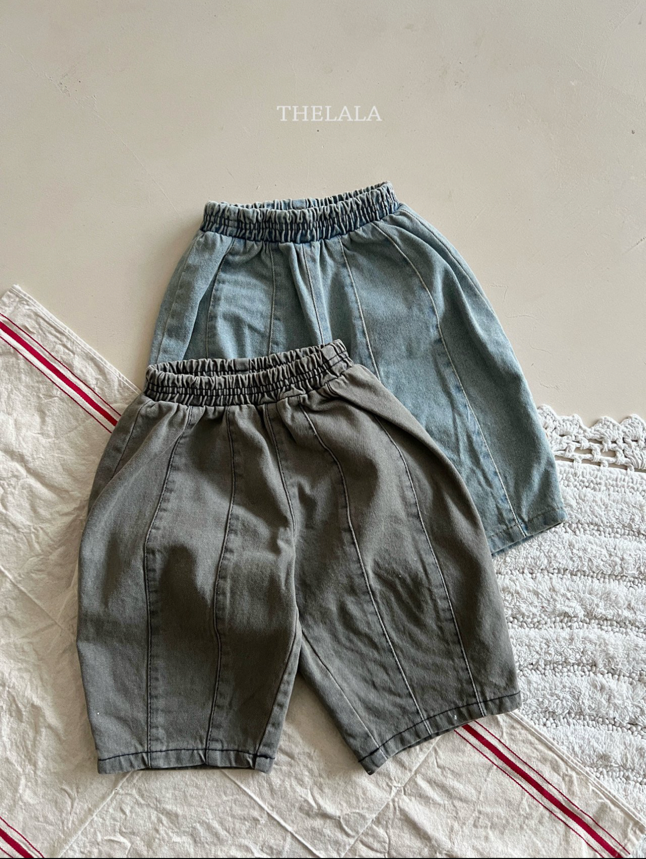 🌸預訂 韓國直送🌸🇰🇷THELALA兩色洗水闊腳直筒牛仔褲