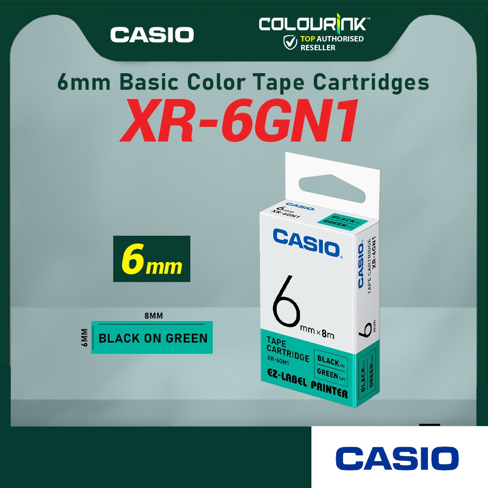 CASIO ORIGINAL GENUINE 6MM EZ LABEL TAPE FOR  KL-120 KL-130 KL-820 KL-60 KL-HD1 KL-8400 KL-G2