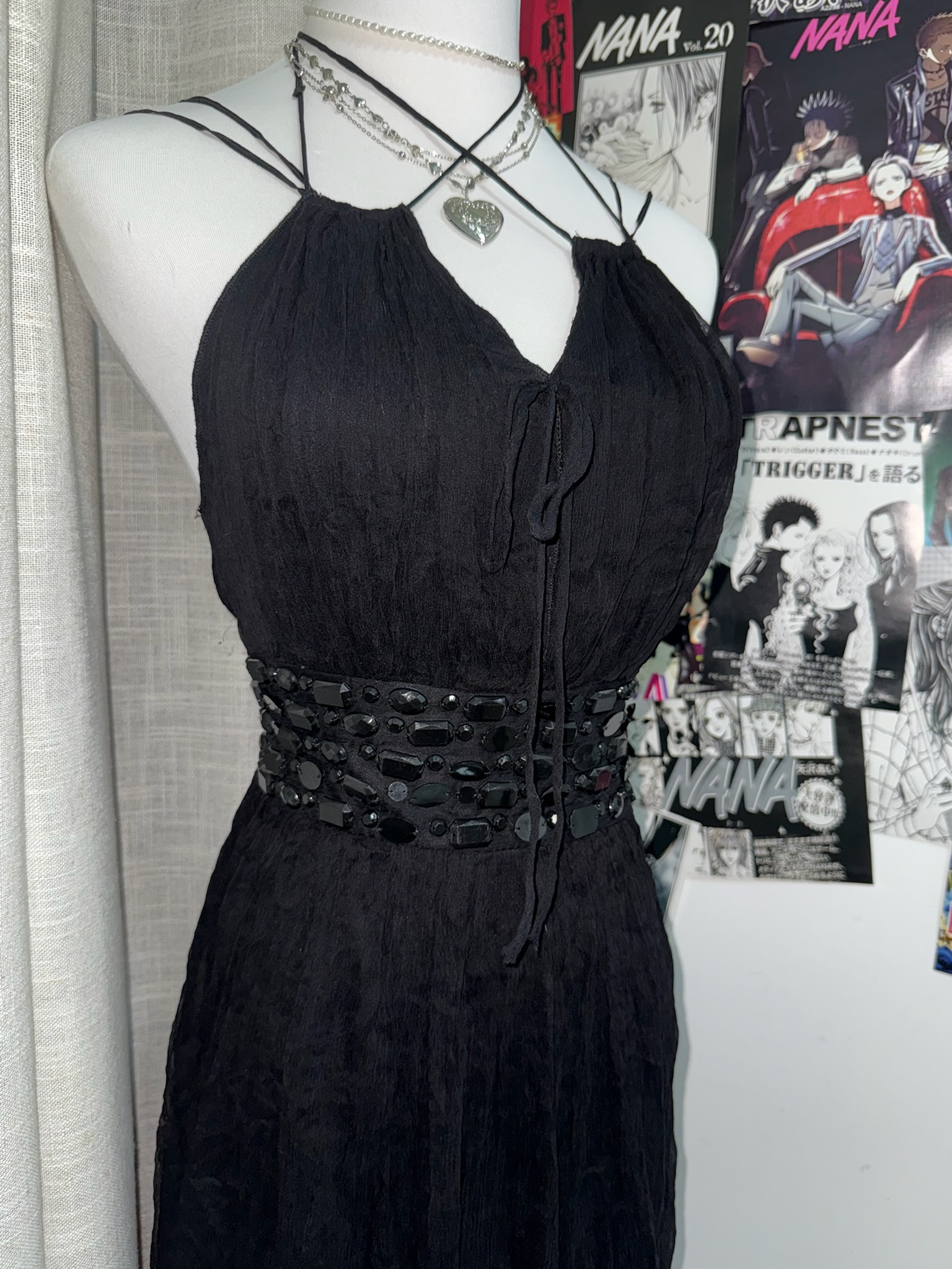 Beaded Waist Chiffon Dress 