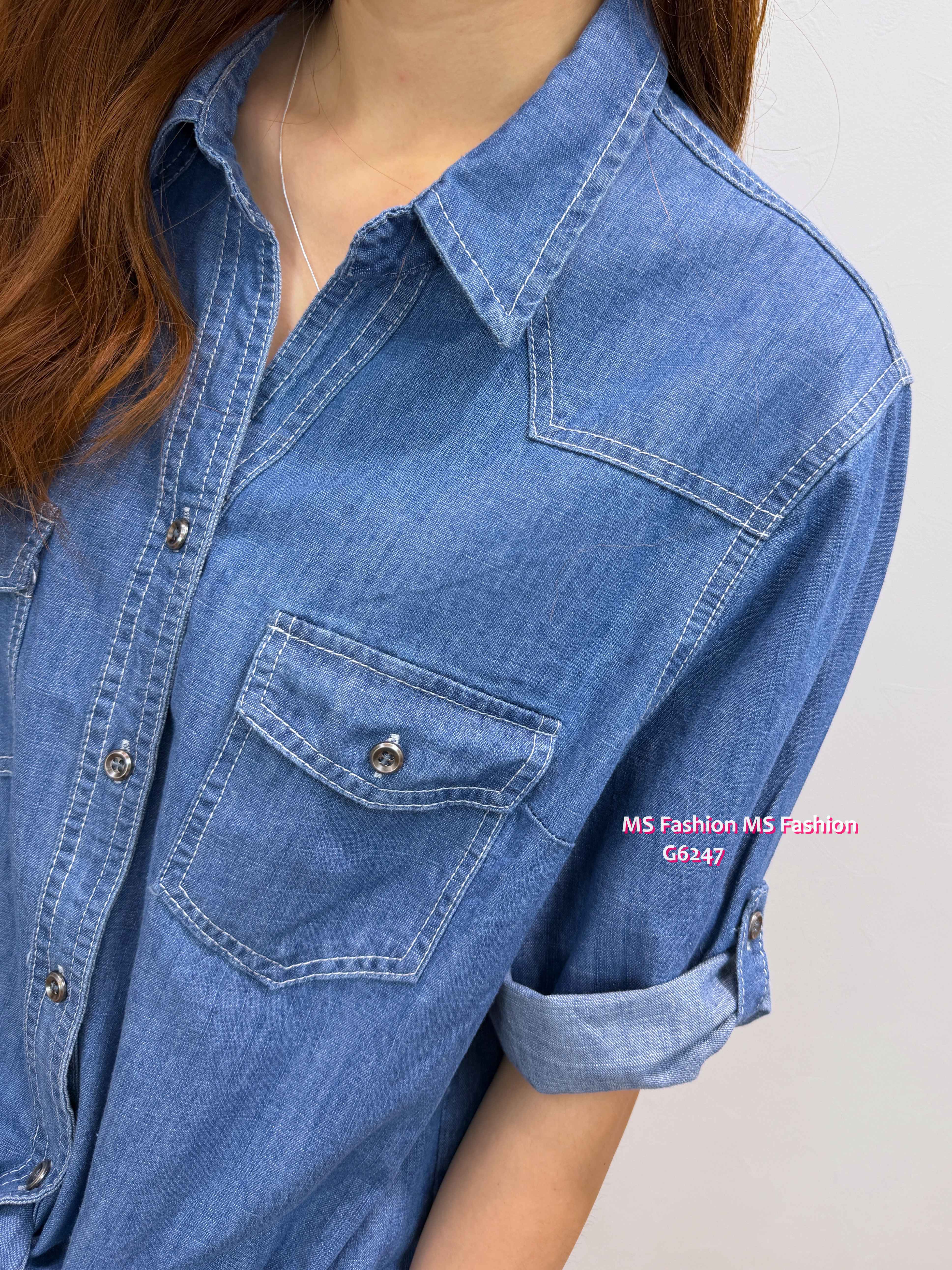 G6247 韓國🇰🇷中袖牛仔恤