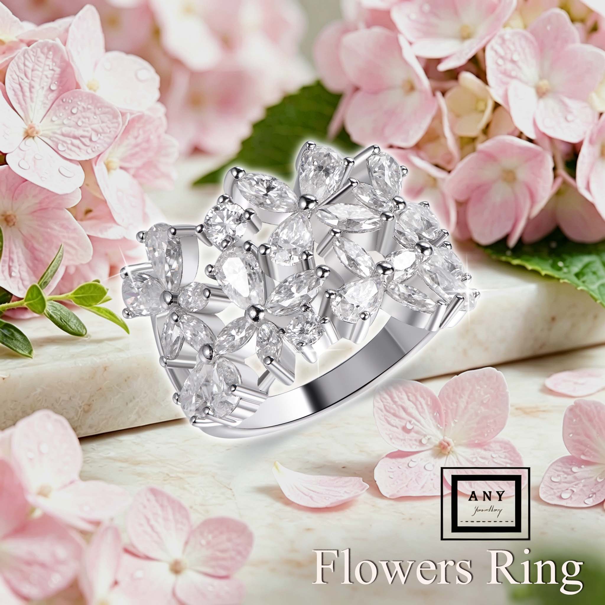 R7073 Flower Rings 莫桑石