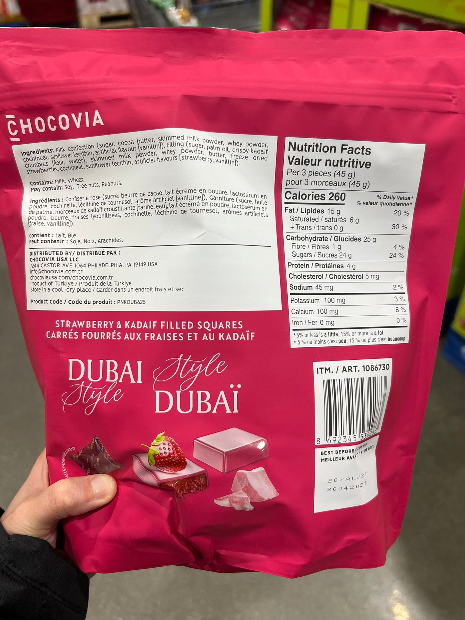 Chocovia 杜拜風格草莓卡達耶夫夾心朱古力 Chocovia Dubai Style Strawberry & Kadaif Filled Squares