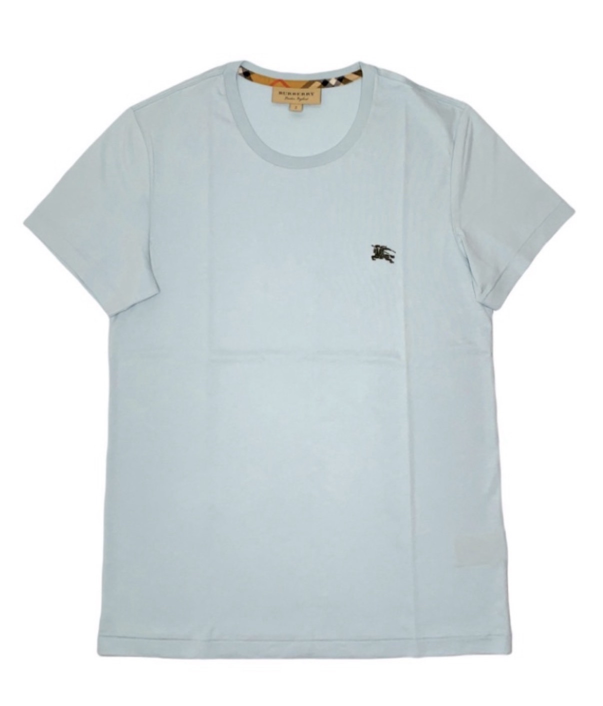 Burberry 經典車花logo tee 粉藍色tee xs
