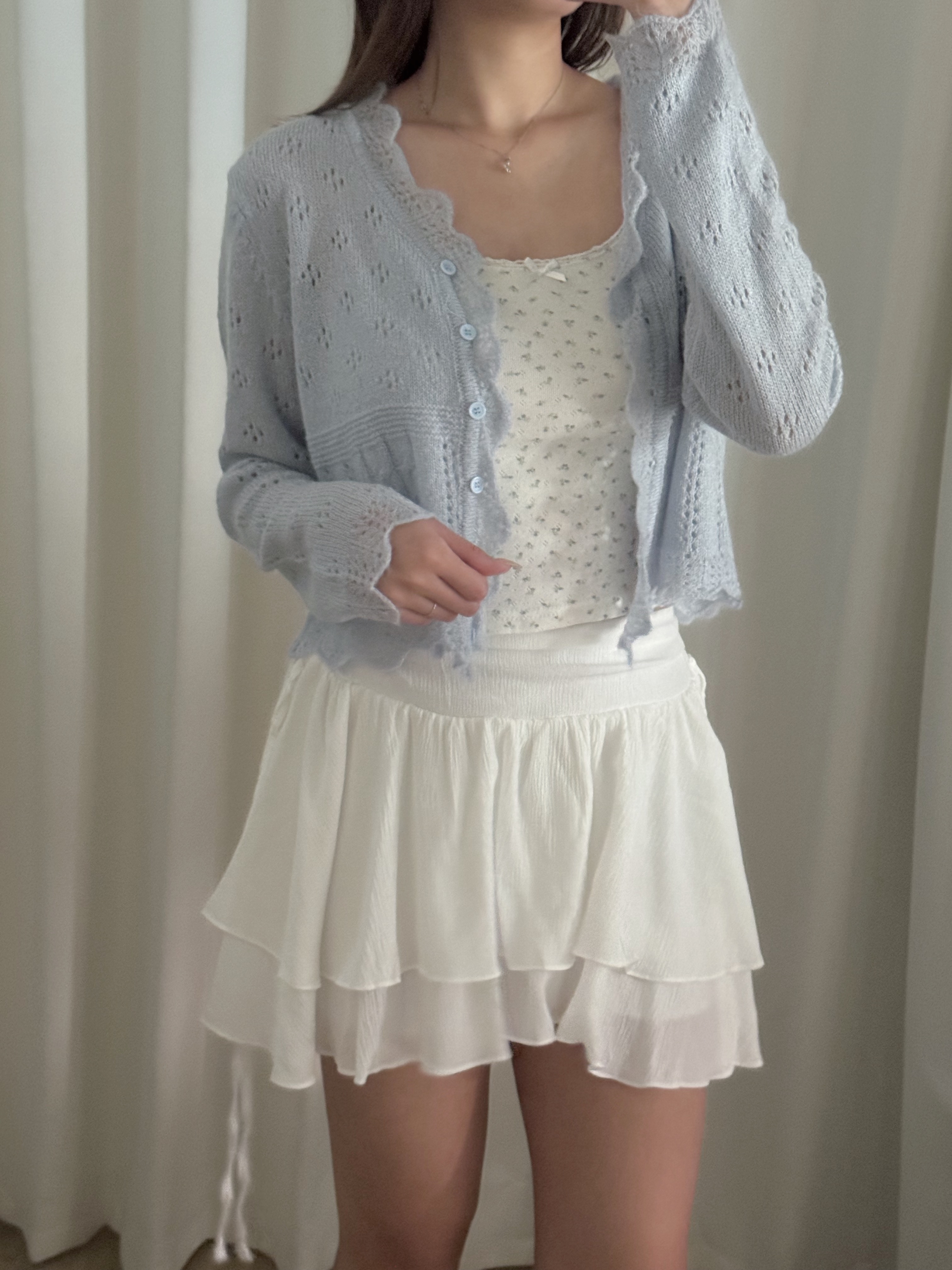 雪紡綁帶蛋糕短裙(兩色入)