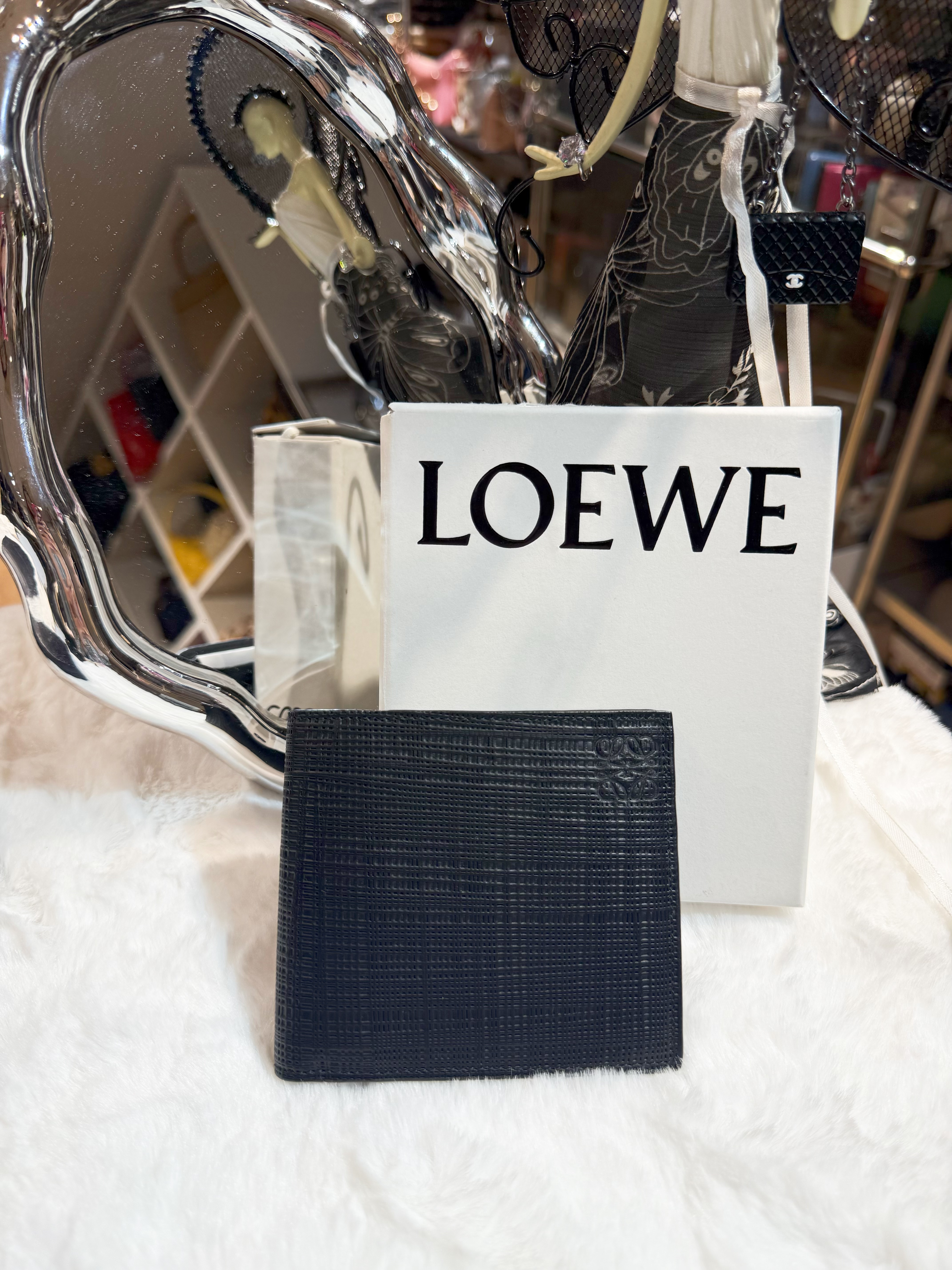 Loewe Linen bi fold wallet blk