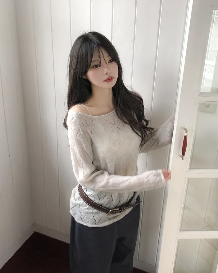 Boat Neck Sheer Knit Top
