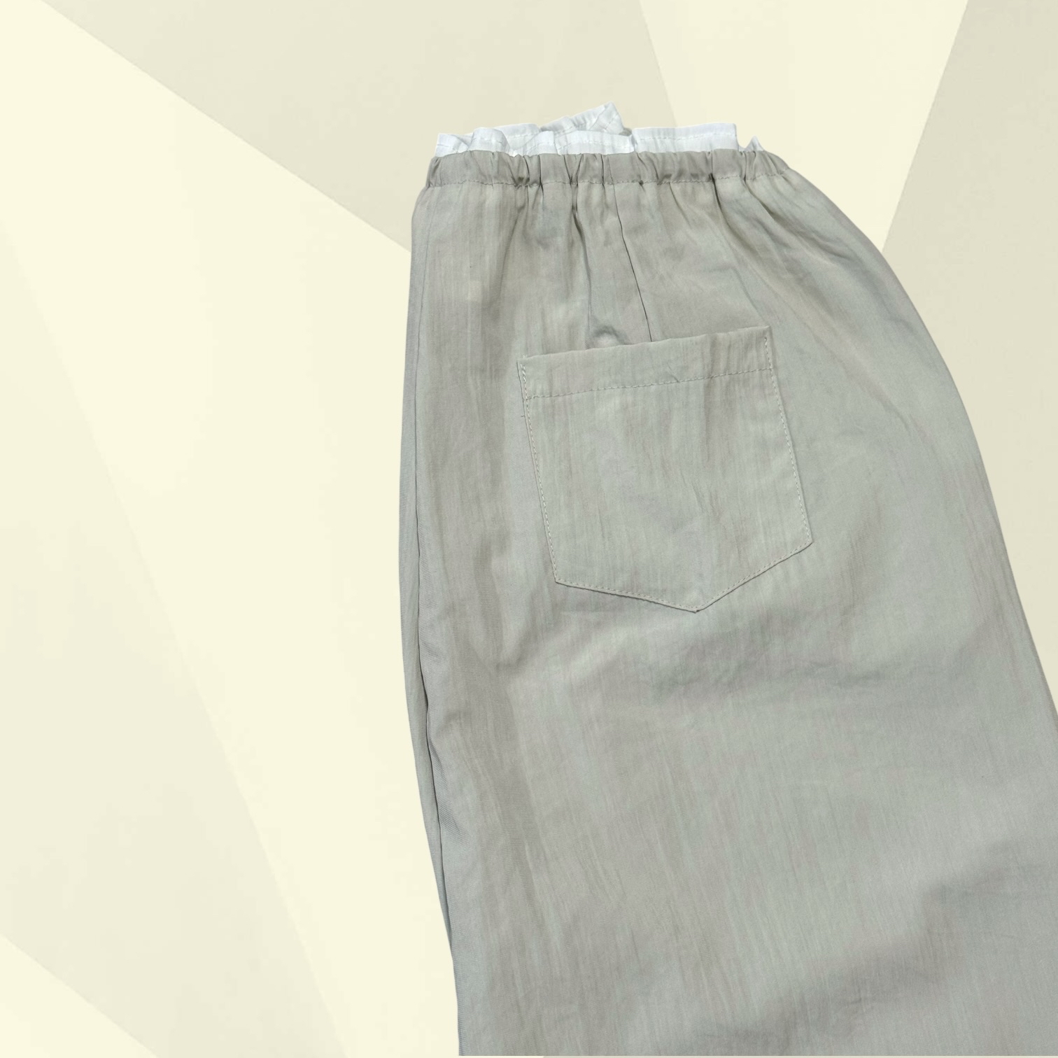 221194 撞色風褸料長褲