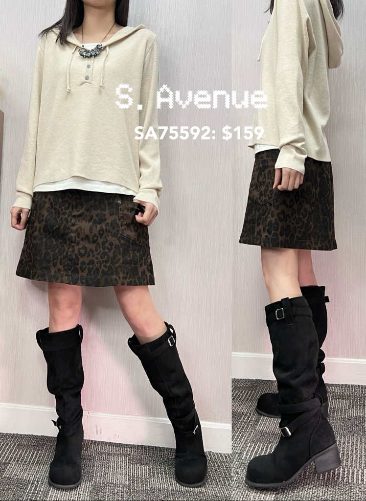 SA75592: 前有鈕拉錬後橡筋側方袋A cut短裙