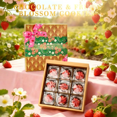 【MISSCOCOA】繽紛巧克力果粒小花曲奇 用粉紅寫下與你共享的莓好時光「草莓小花」※季節限定