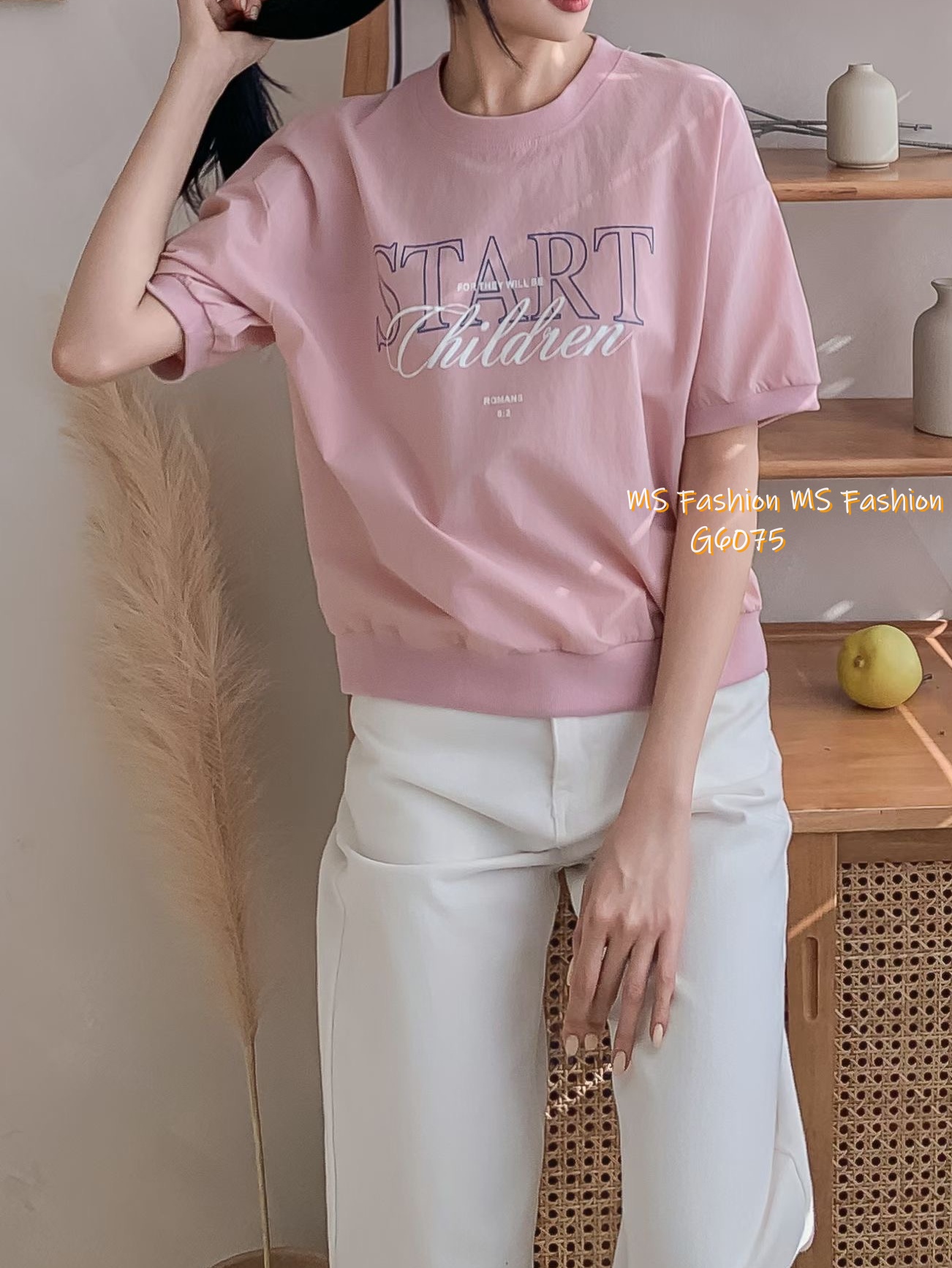 G6075 韓國🇰🇷拼色字母print top