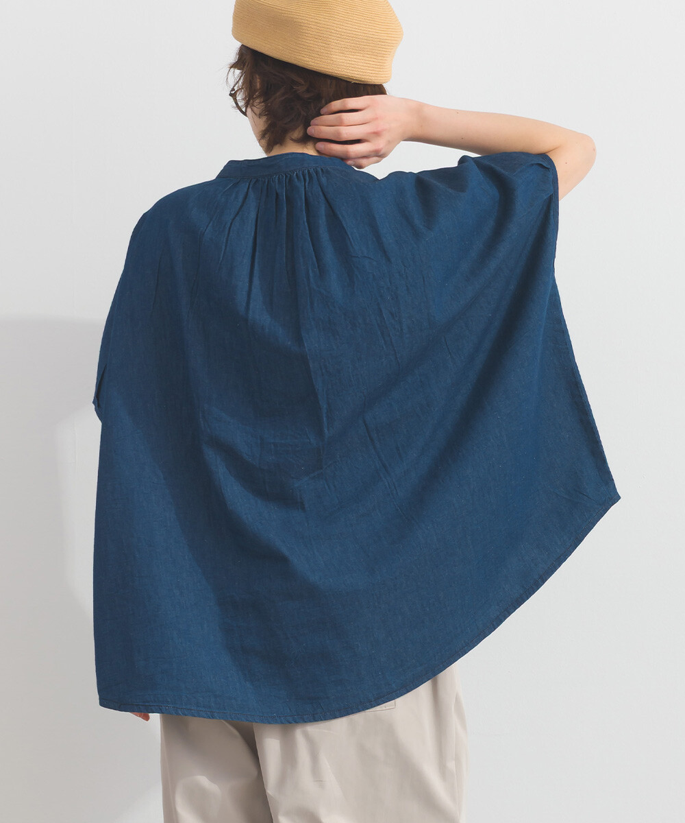 LP - 印度棉質鈕扣牛仔布襯衫 (深藍色)