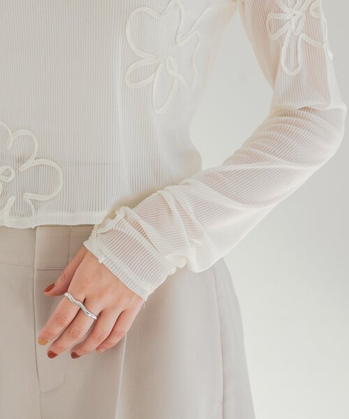 花花刺繡薄紗上衣【JT025】