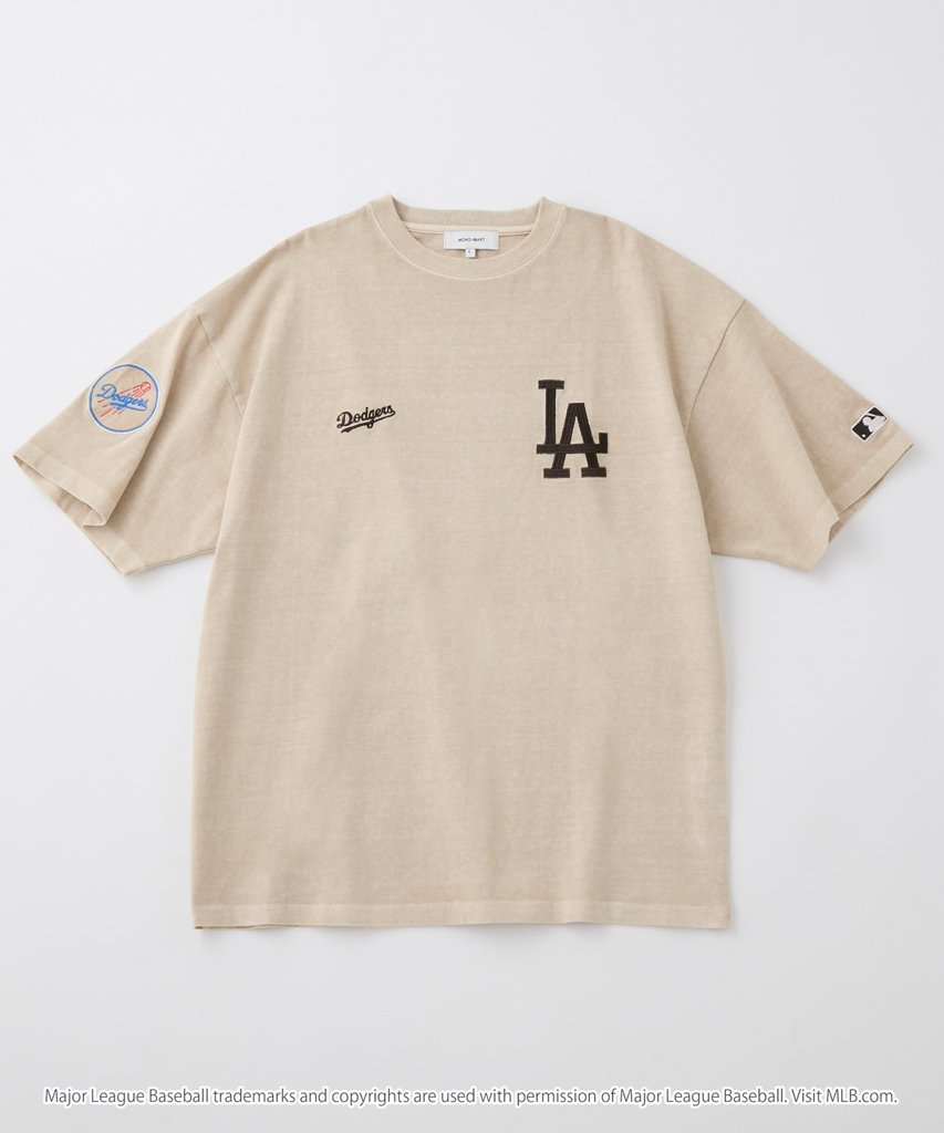日本直送MLB刺繡T恤  MLB/美國職棒大聯盟 定製 徽章刺繡 復古加工短袖T恤男女可穿