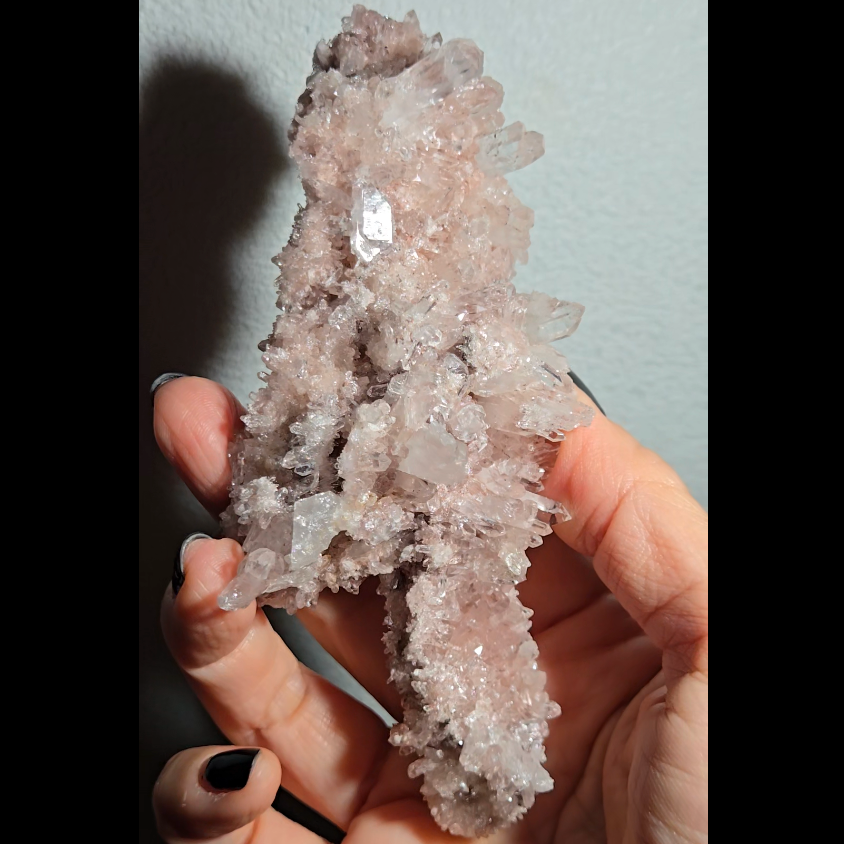 Extra pink pink Lemurian cluster with crystals on both sides - LQ194