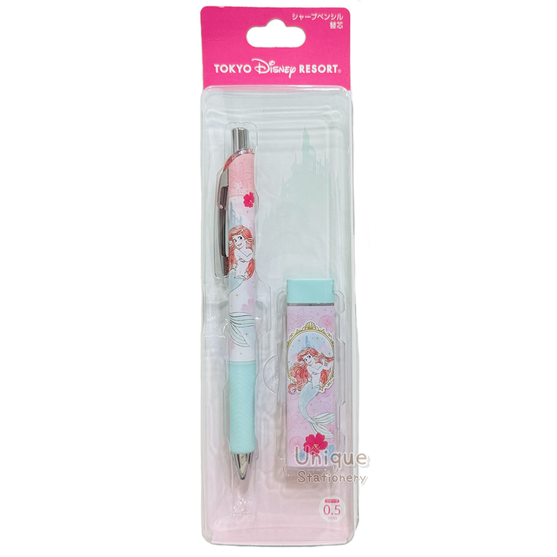 現貨｜【日本 Disney Store 限定】Princess Ariel 人魚公主 日本製 Pentel EnerGize 0.5mm 鉛芯筆 連鉛芯 套裝 061835