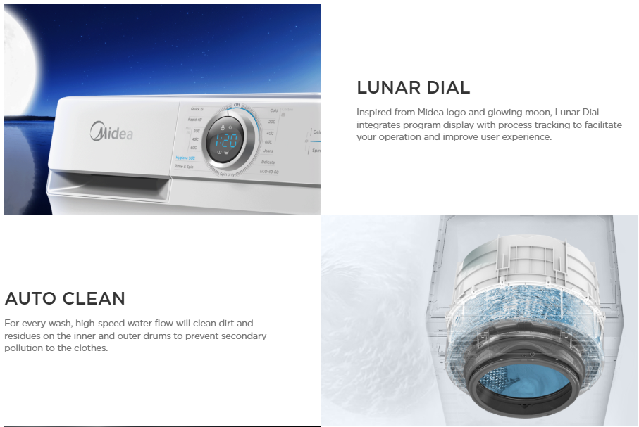 Midea 8.5kg Front Load Washer (MF100W85BW)