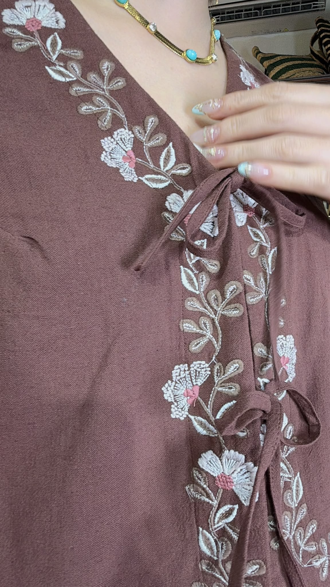 2894 Brown Flower Ribbon Vest