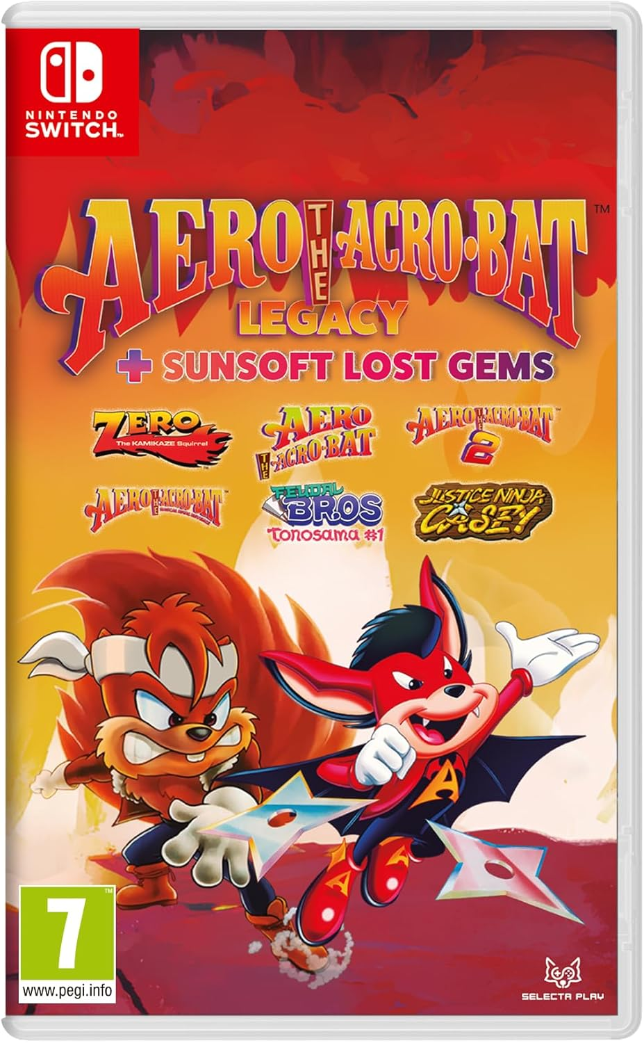 【預售 18/9】NS 飛天蝙蝠 經典合集 + Sunsoft 遺失的寶石 合集 / Aero The Acro-Bat Legacy + Sunsoft Lost Gems 英文  (英文封面)  PO1049