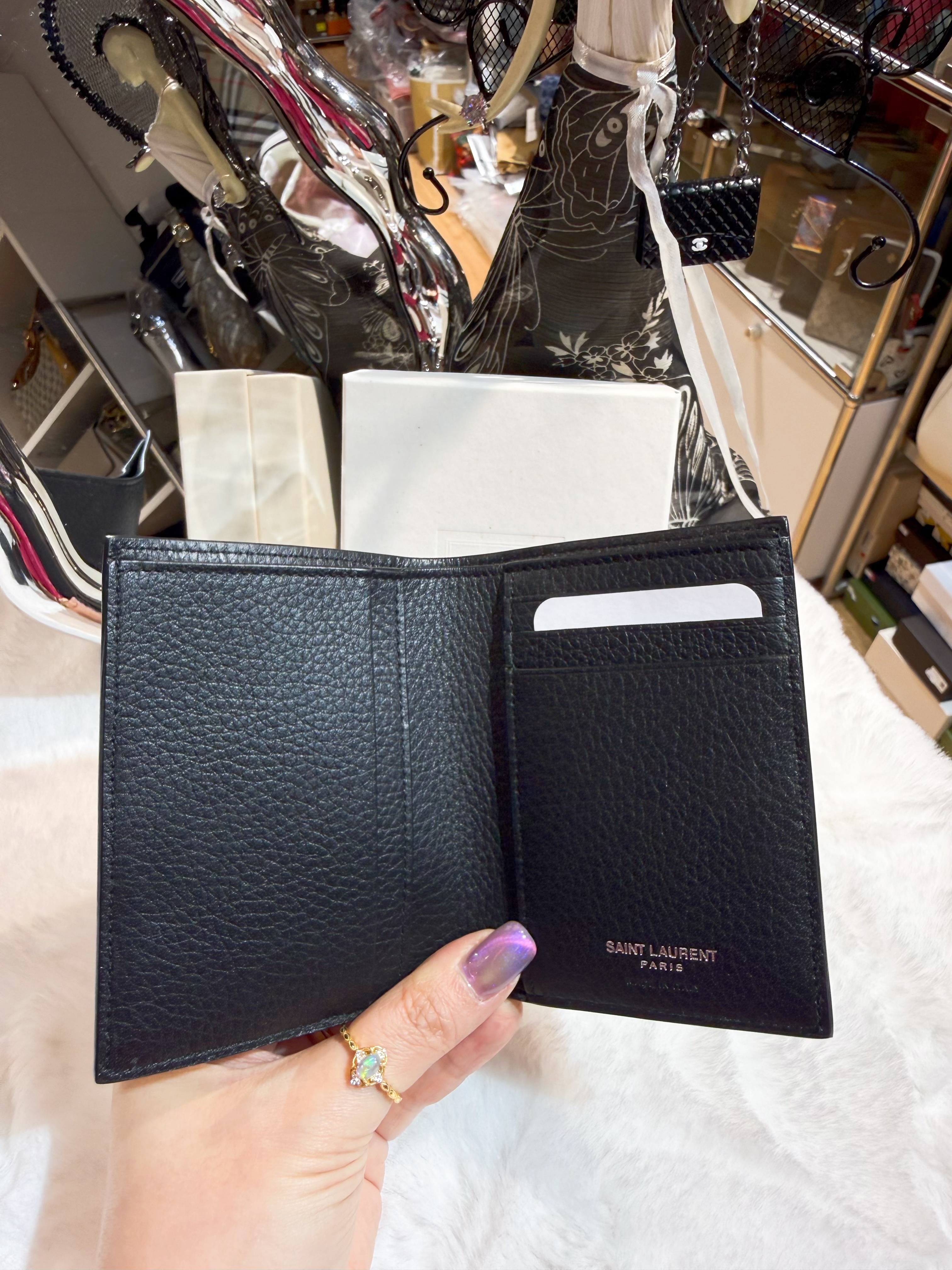 YSL slim bi fold wallet blk