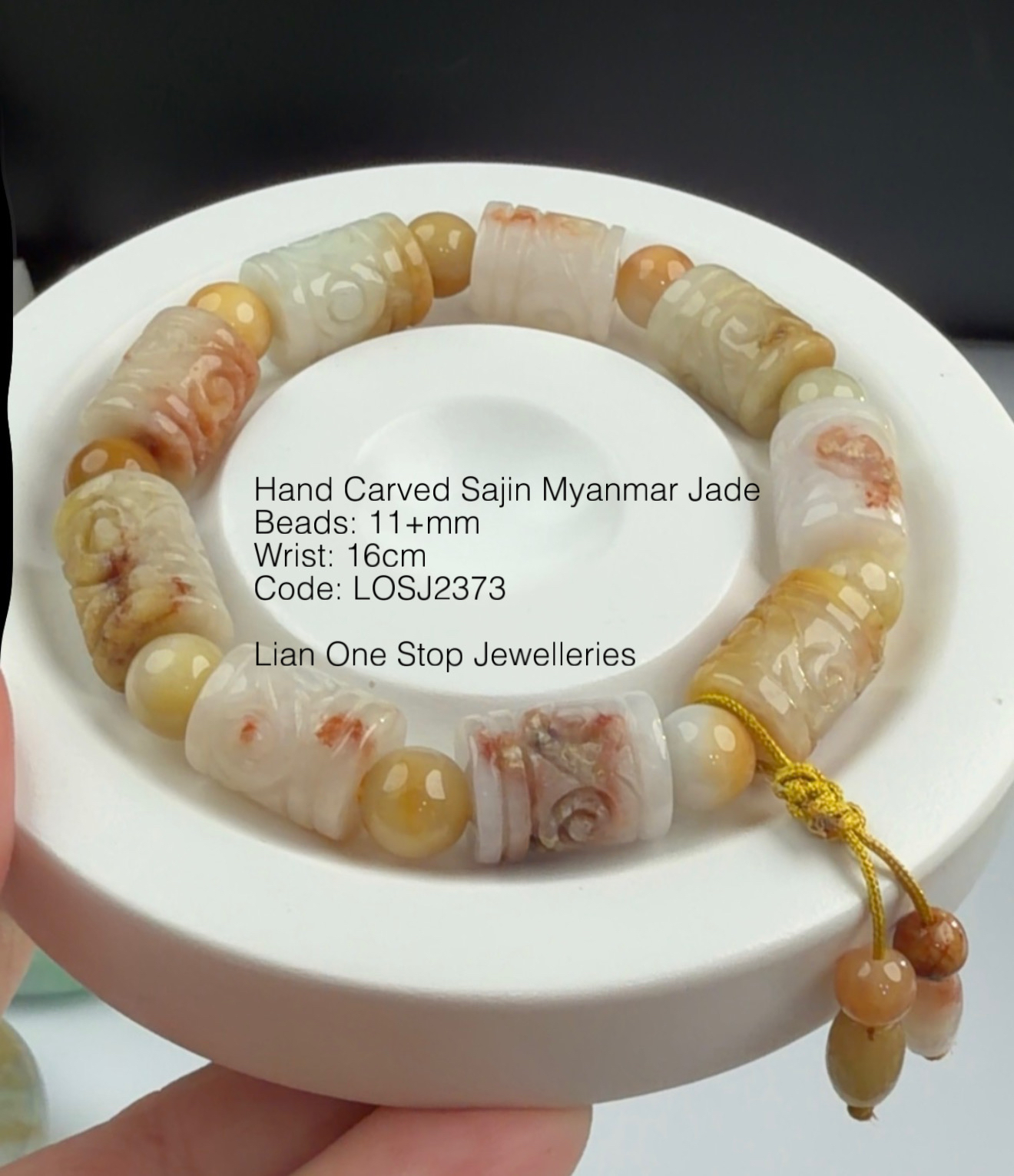 Code: LOSJ2373 Hand Carved Sajin Myanmar Jade 