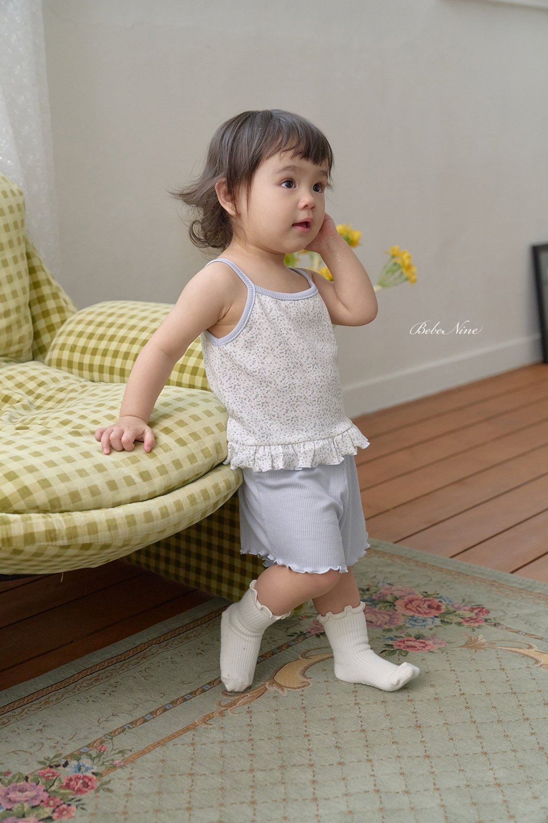 ☀️預訂 韓國直送☀️🇰🇷Bebenine兩色小碎花荷葉邊下擺吊帶背心短褲套裝