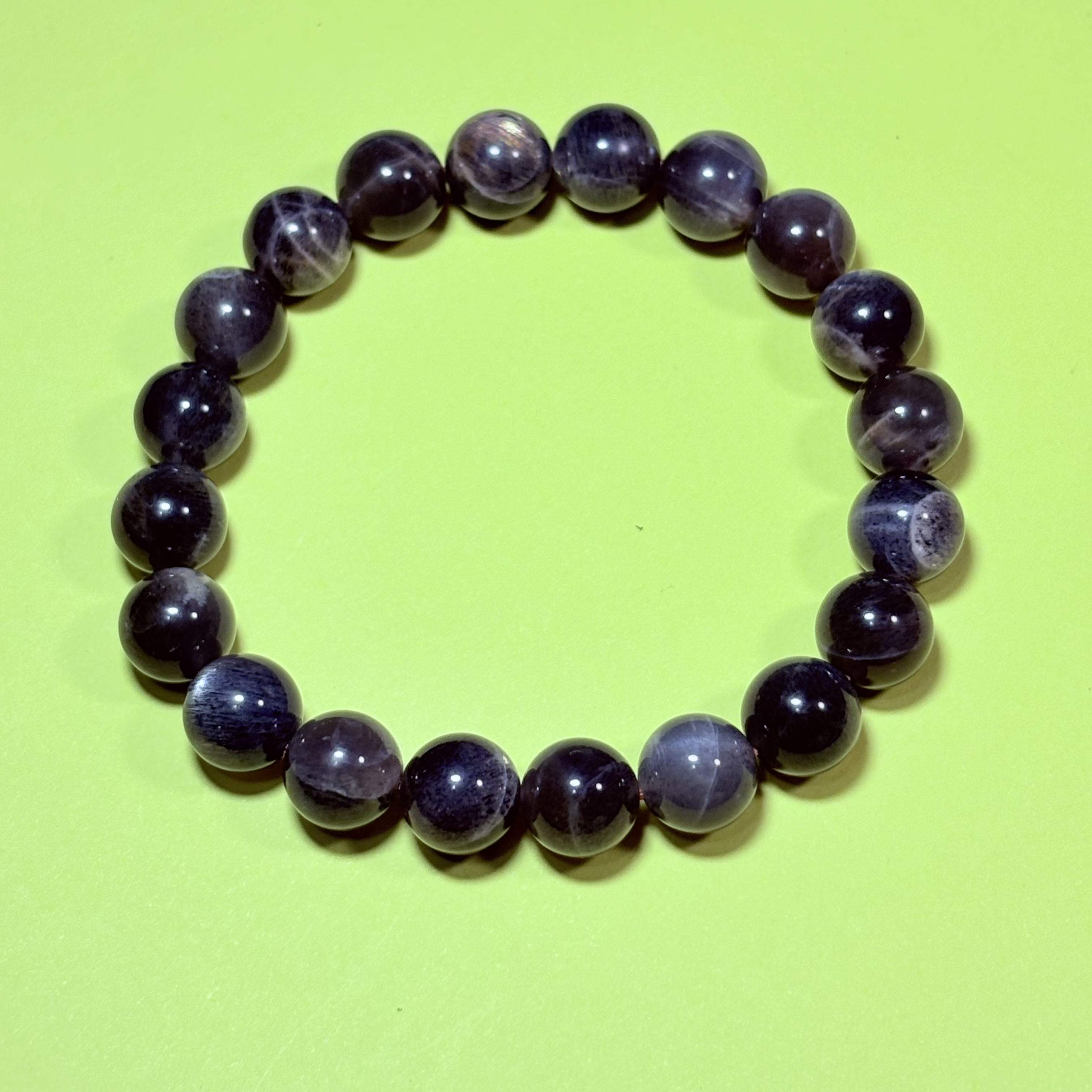 9.8mm太歲石黑幹體黑太陽石手串No.3028