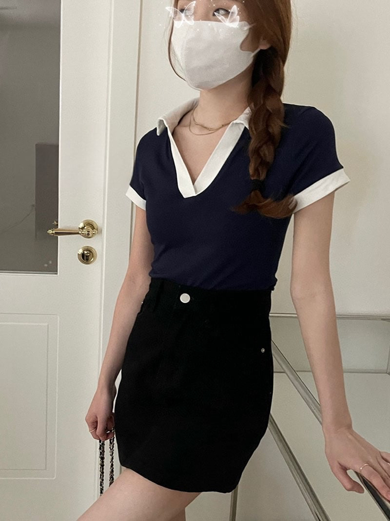 Casual Polo T-shirt 休闲翻领撞色Polo T恤 ( 3 colour )