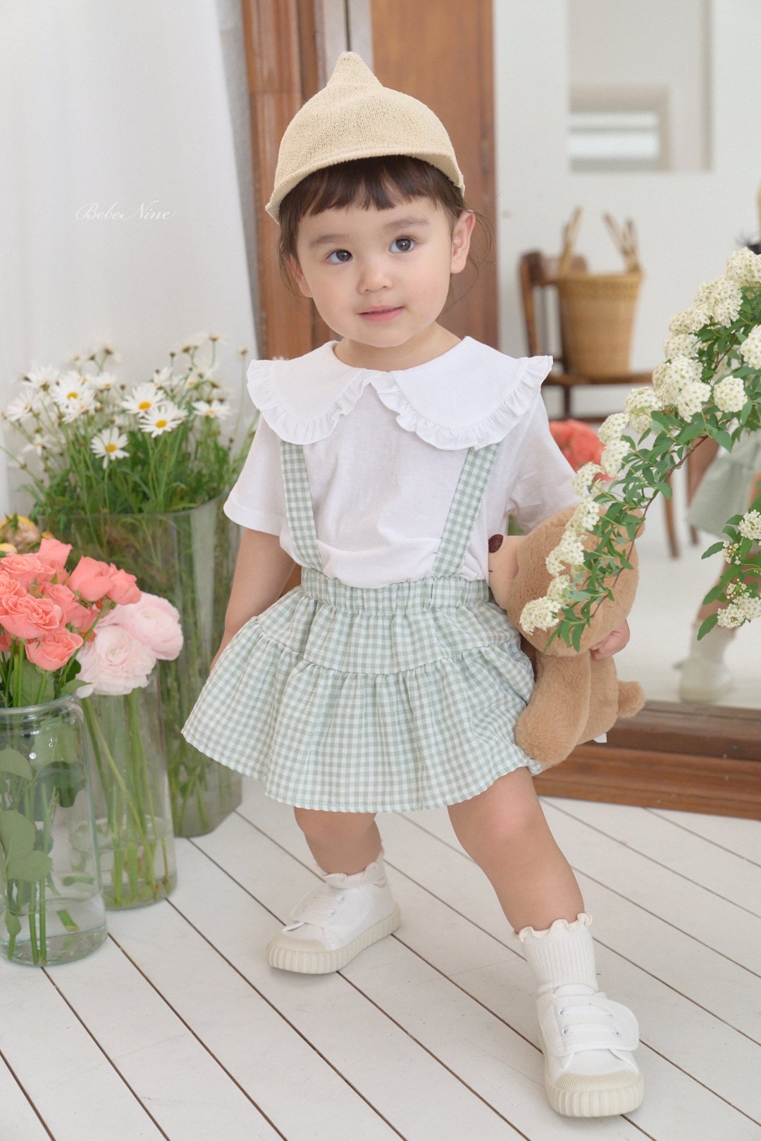 ☀️預訂 韓國直送☀️🇰🇷Bebenine兩色格紋純棉吊帶包屁裙