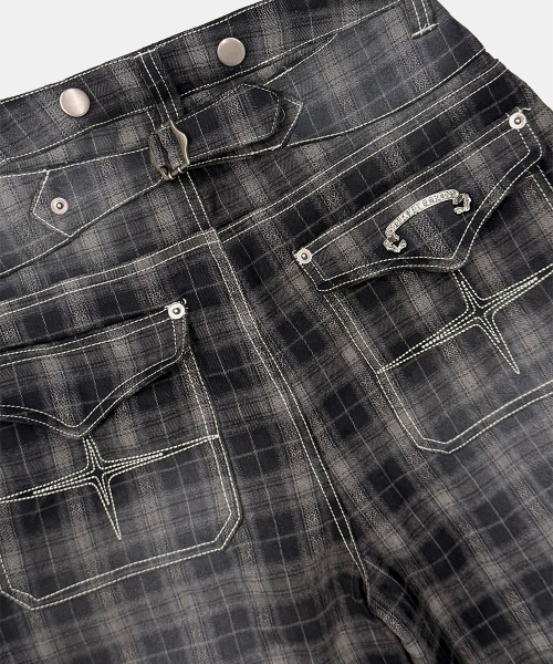 0509 Shinchiback Semi-Curved Pants - Black Check - 0509 신치백 세미 커브드 팬츠 - 블랙체크