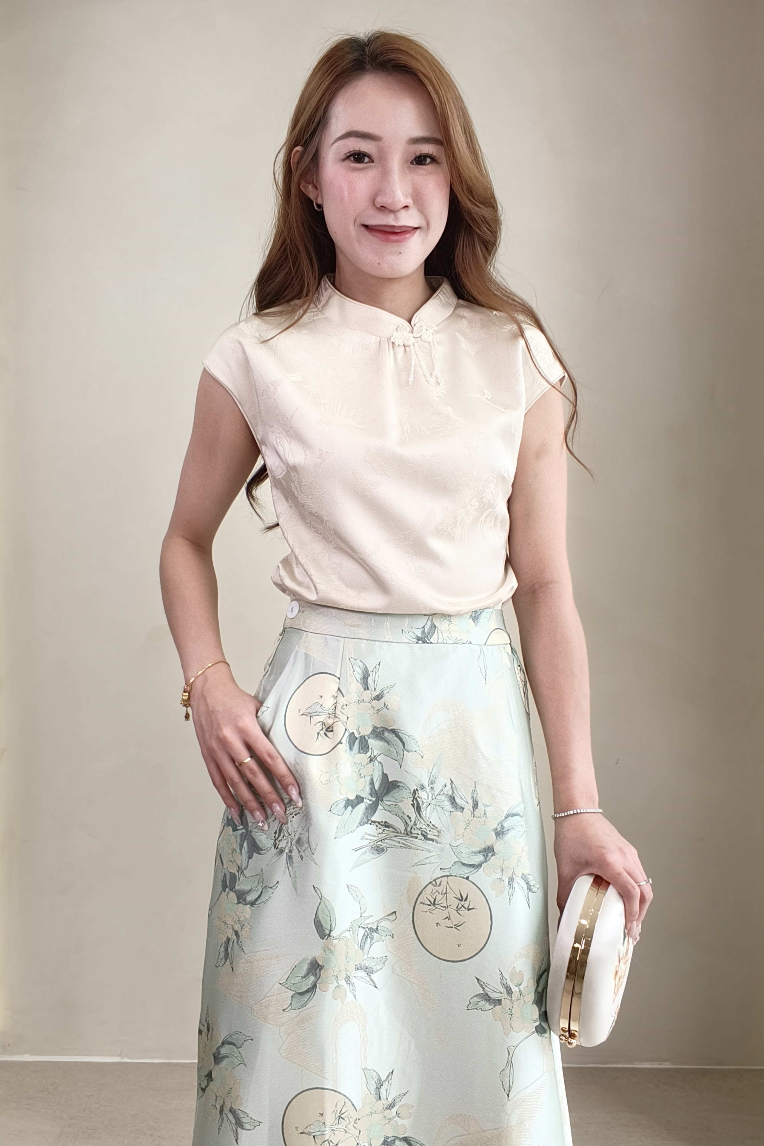 RB1008 Imperial Ivory Jacquard Blouse 