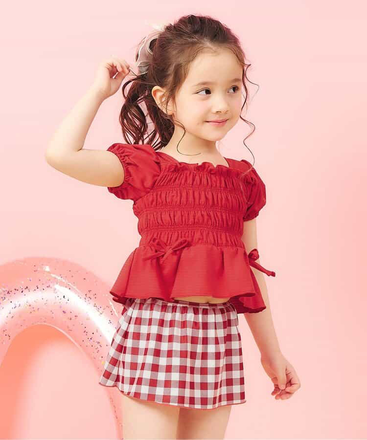 🇯🇵預訂 日本直送🇯🇵Apres les cours三色緞帶褶皺泡泡袖分體泳衣