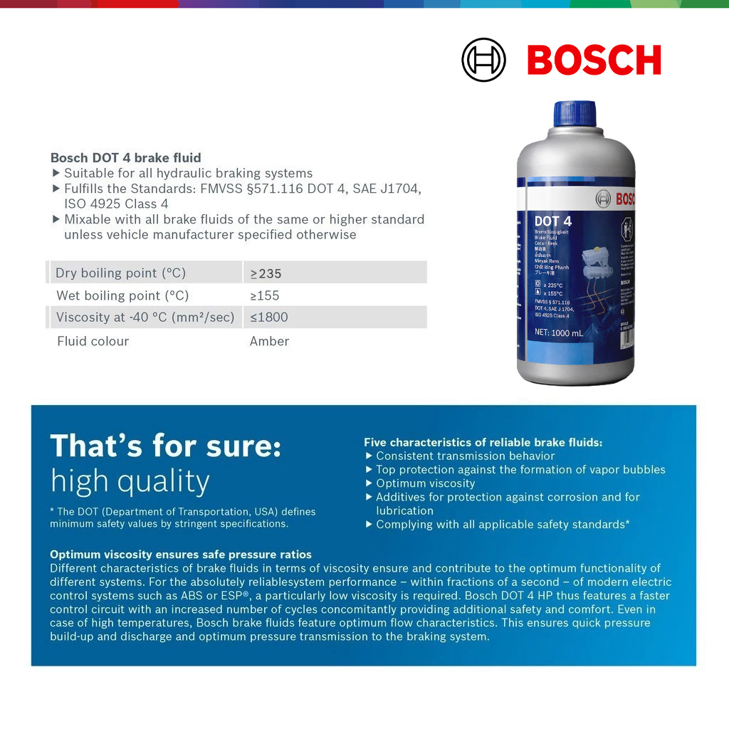 BOSCH DOT 4 BRAKE FLUID 1000ML