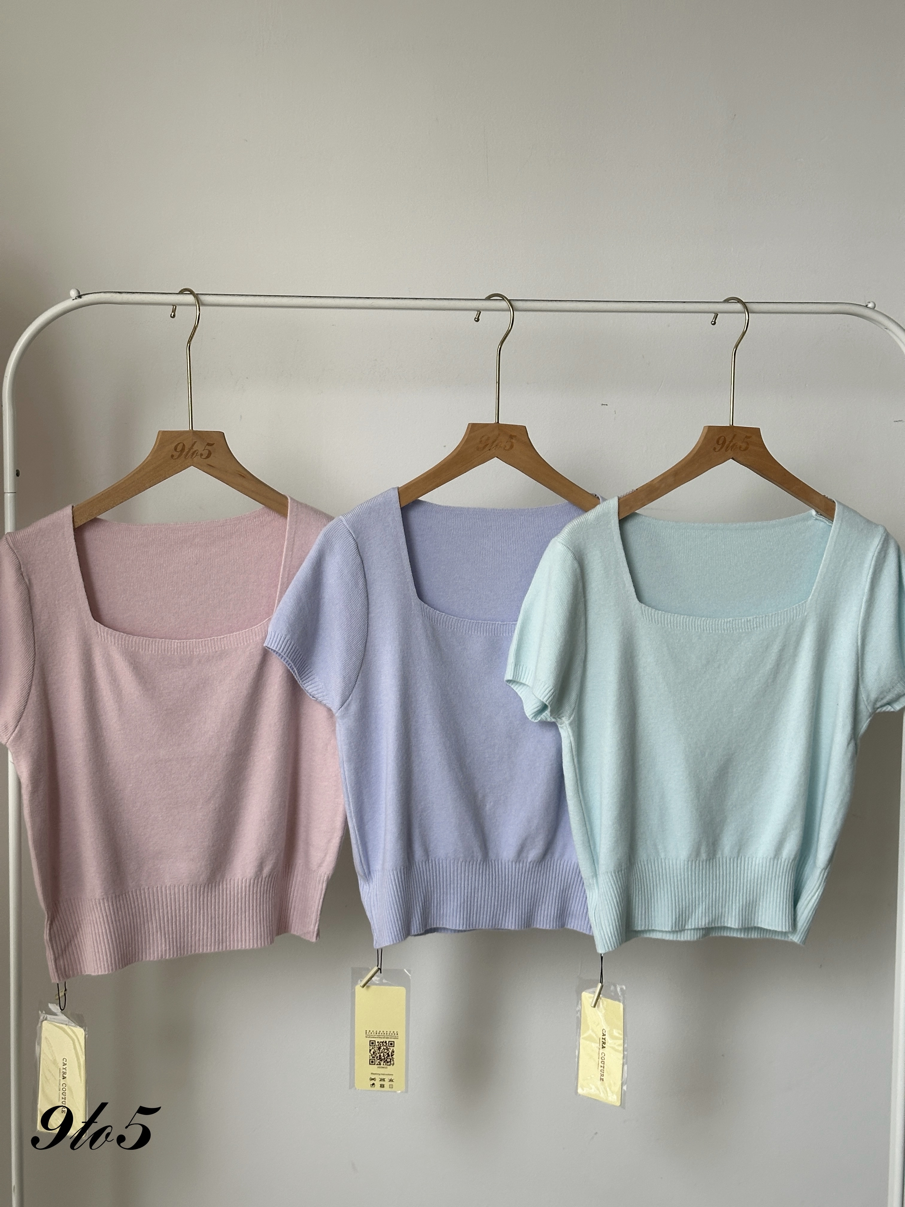 T4095 Square Neck Knit Top - 6 Colors 