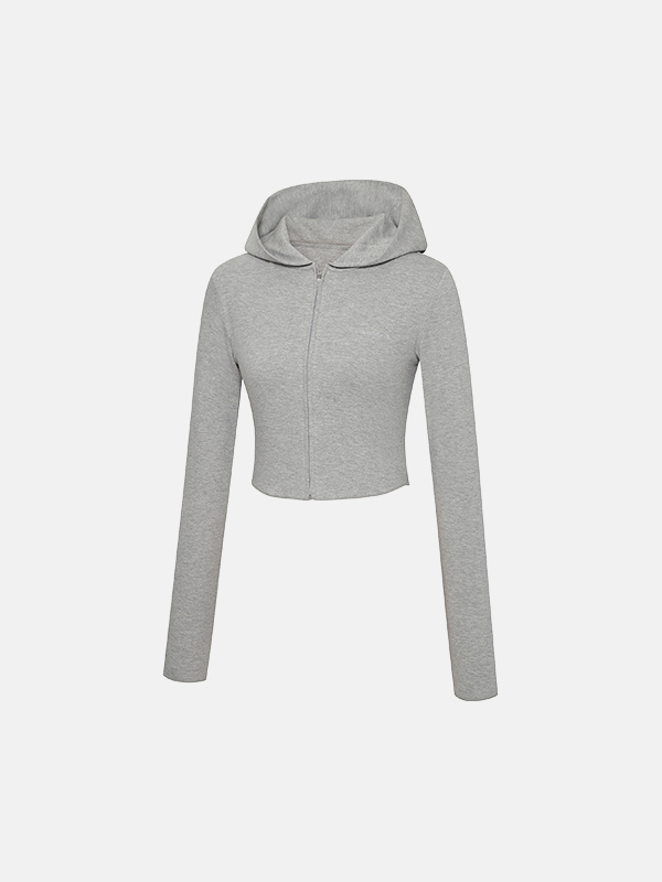 【秋冬必要Slim Fit Zip-Up】預購_Soft Slim Cropped Zip-Up Hoodie by Grandeline