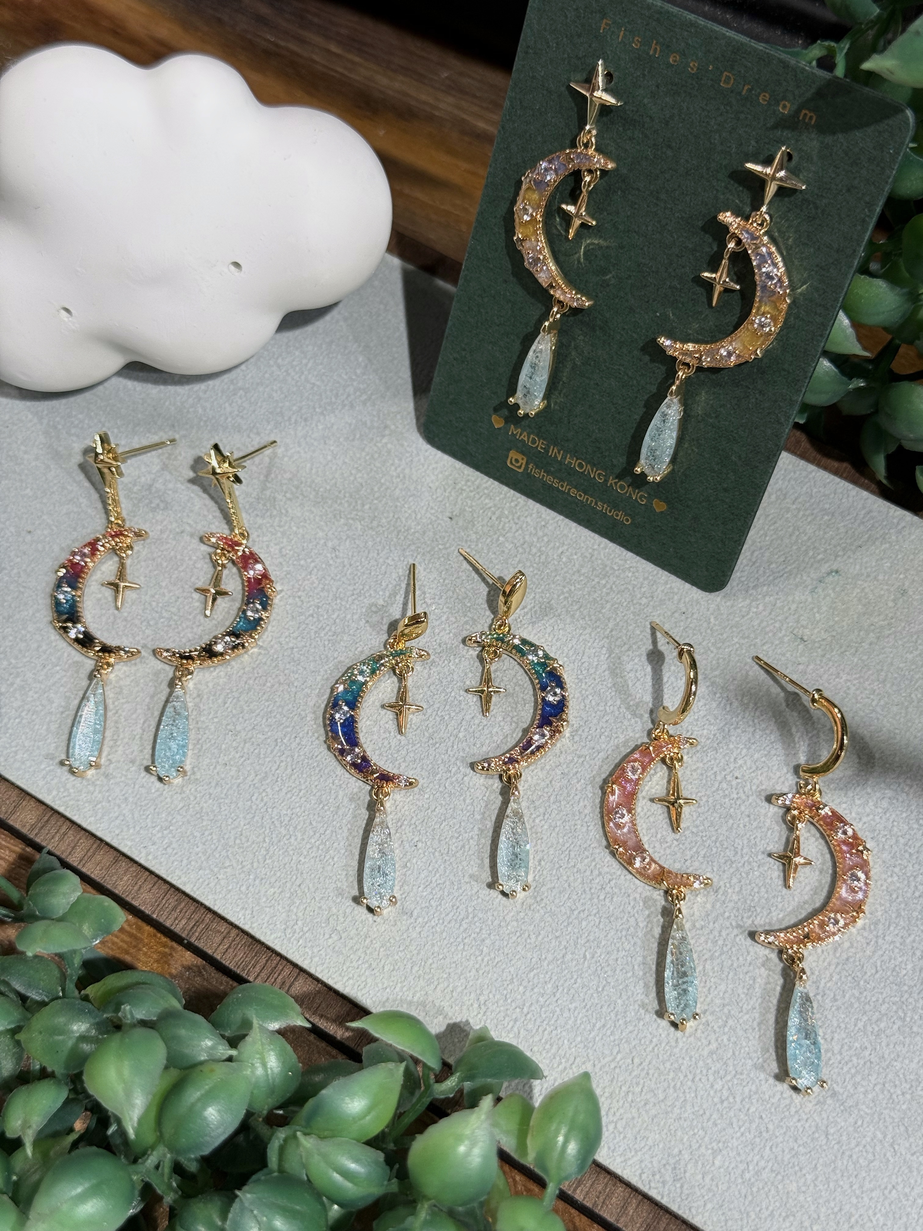 月光 Moonlight Dangle Earrings | 垂墜款耳環