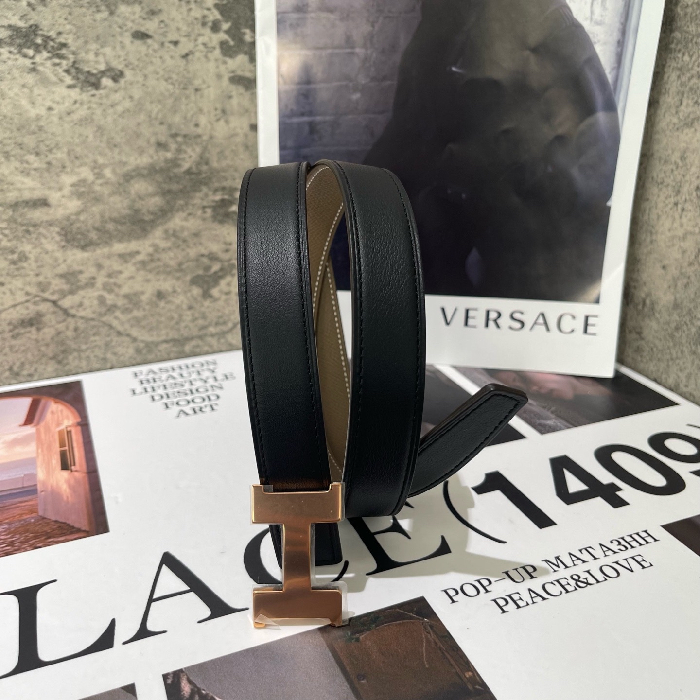 【預訂貨品】HERMES 80碼 Z刻雙面黑色拼大象灰 