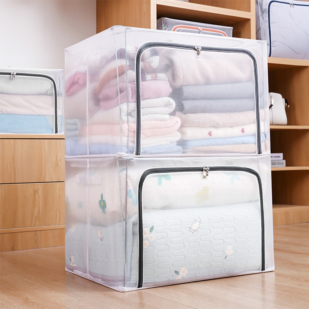 可折疊防水鋼架收納箱  儲物箱 膠箱 超大容量儲物箱 收納袋 家居收納 大容量棉被袋 衣服被子玩具整理箱 HK0328