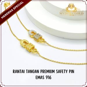 MYDORA Rantai Tangan Premium Safety Pin l EMAS 916/22K