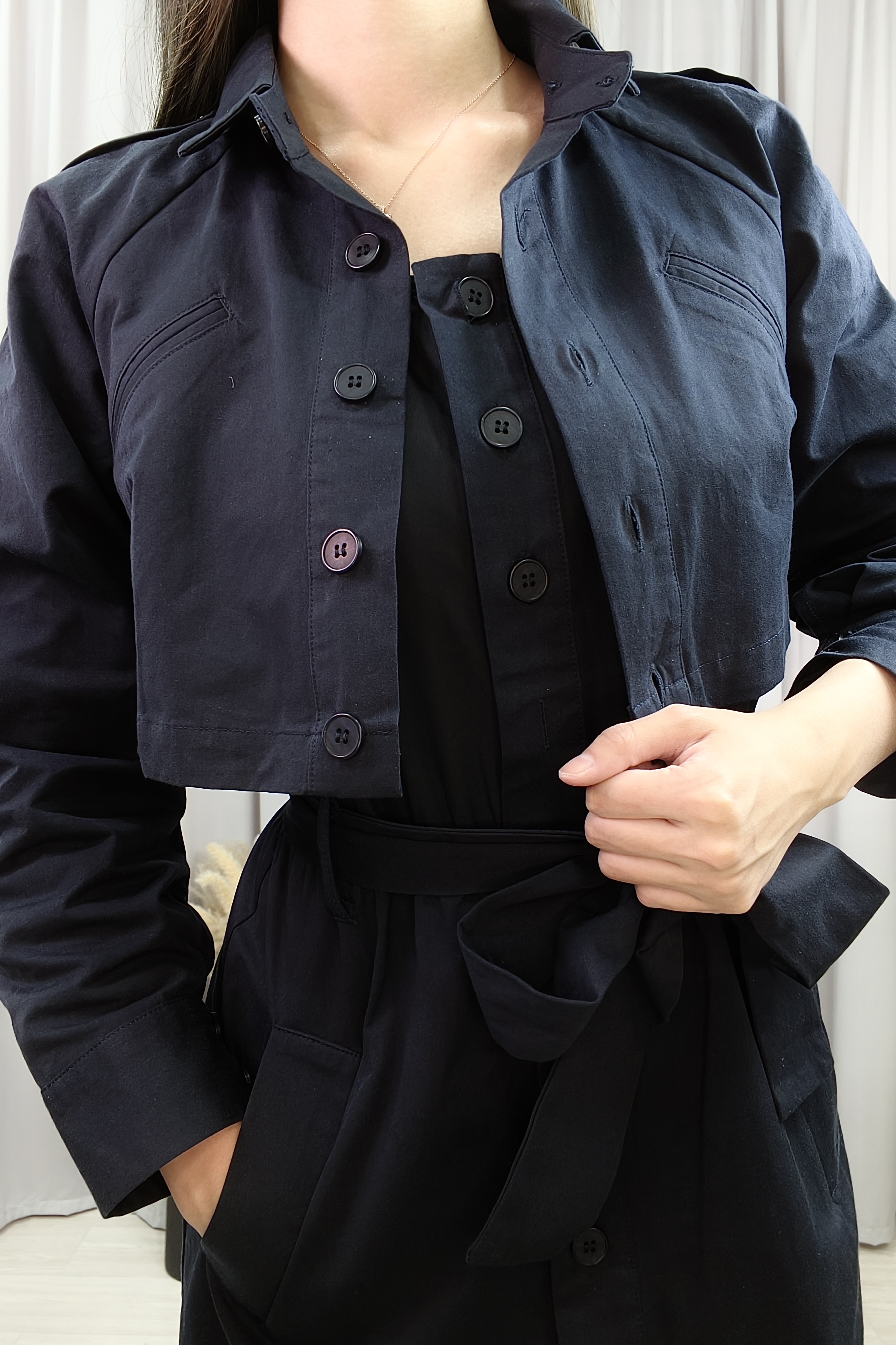 CD2106 Structured Belted Shirt Dress