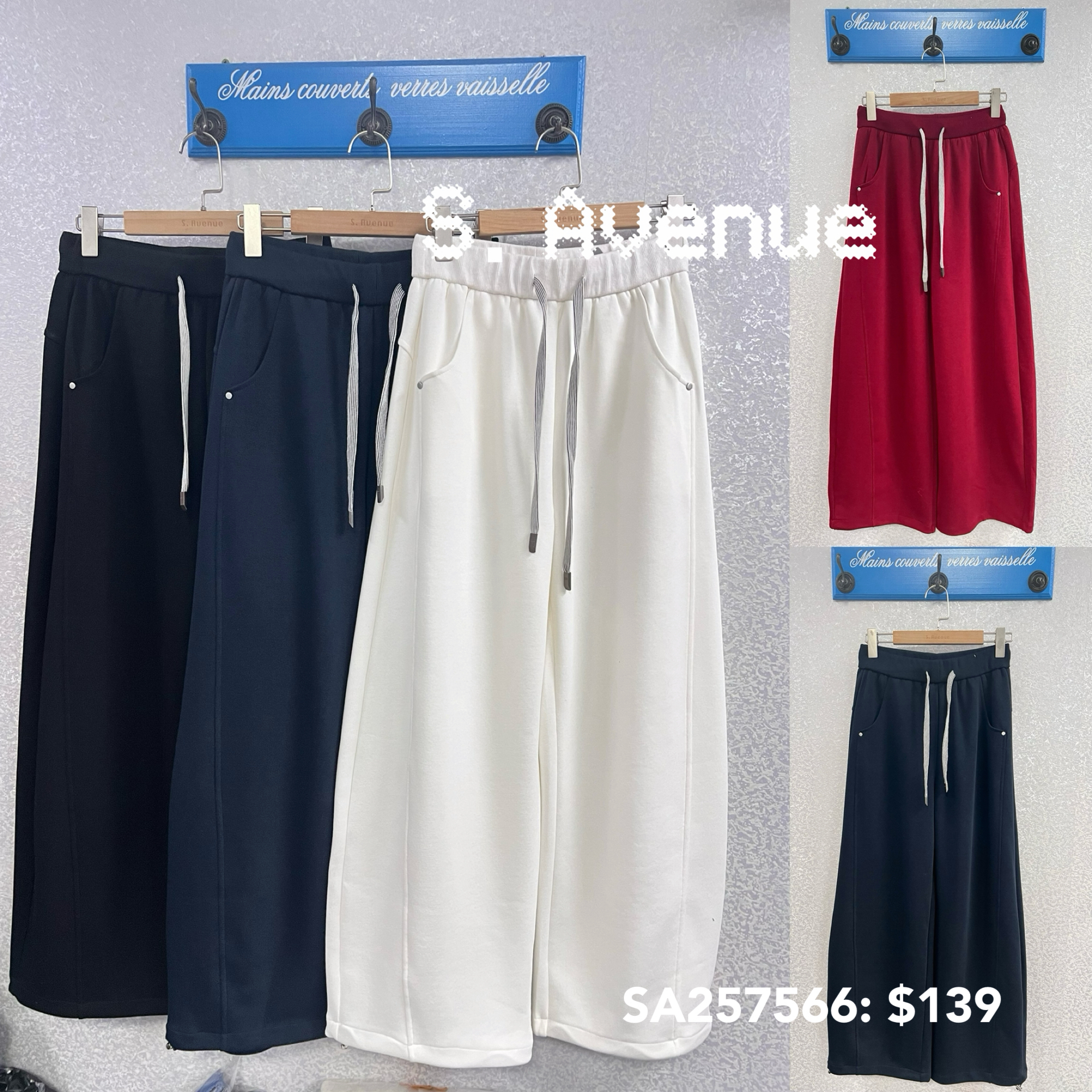 SA257566: 橡筋腰前袋打釘靚cut彎刀褲