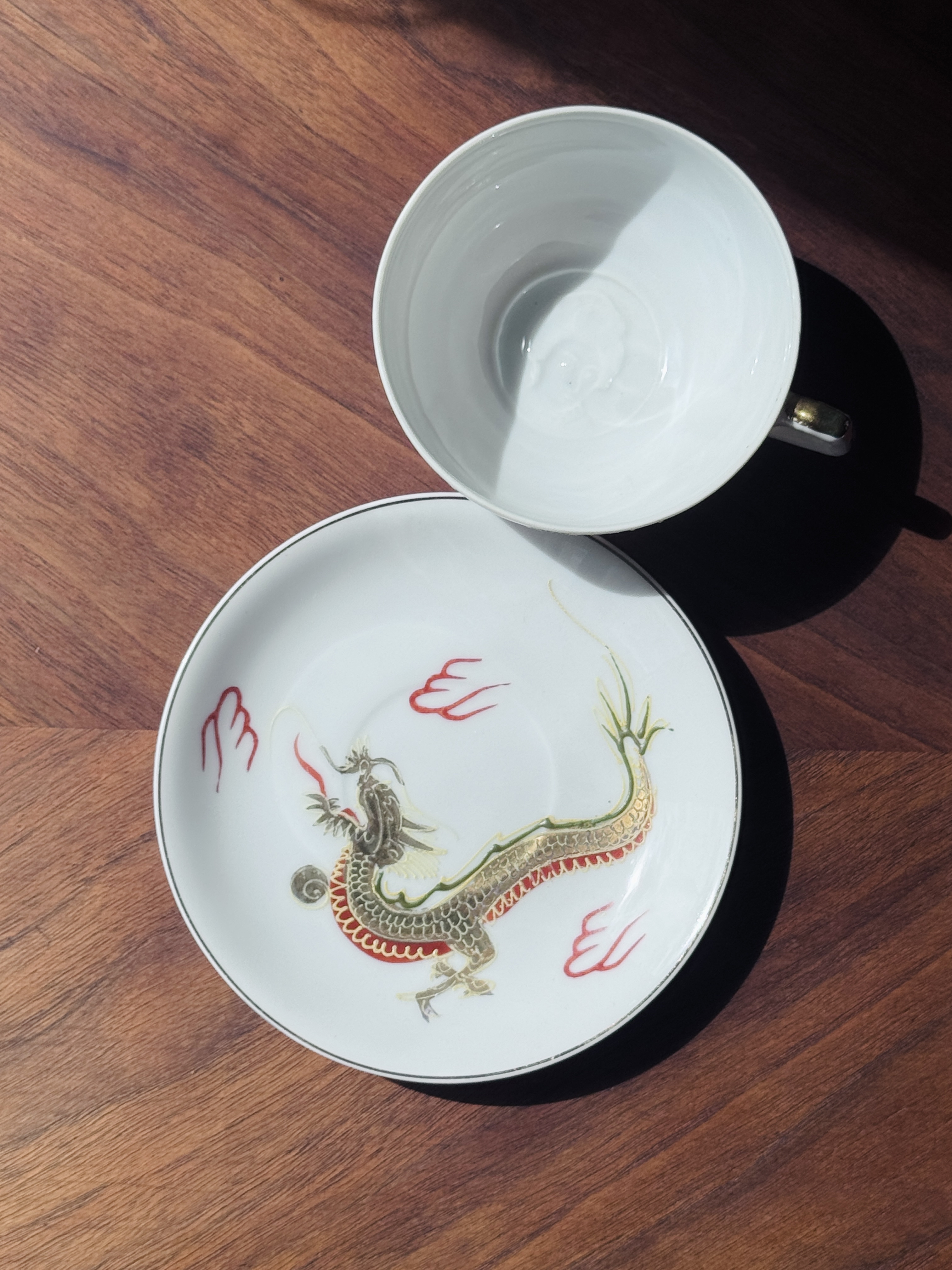 Vintage Japanese Soko C.1950s Lithophane “Geisha Cup” with Hand-painted Dragon (MT2614)