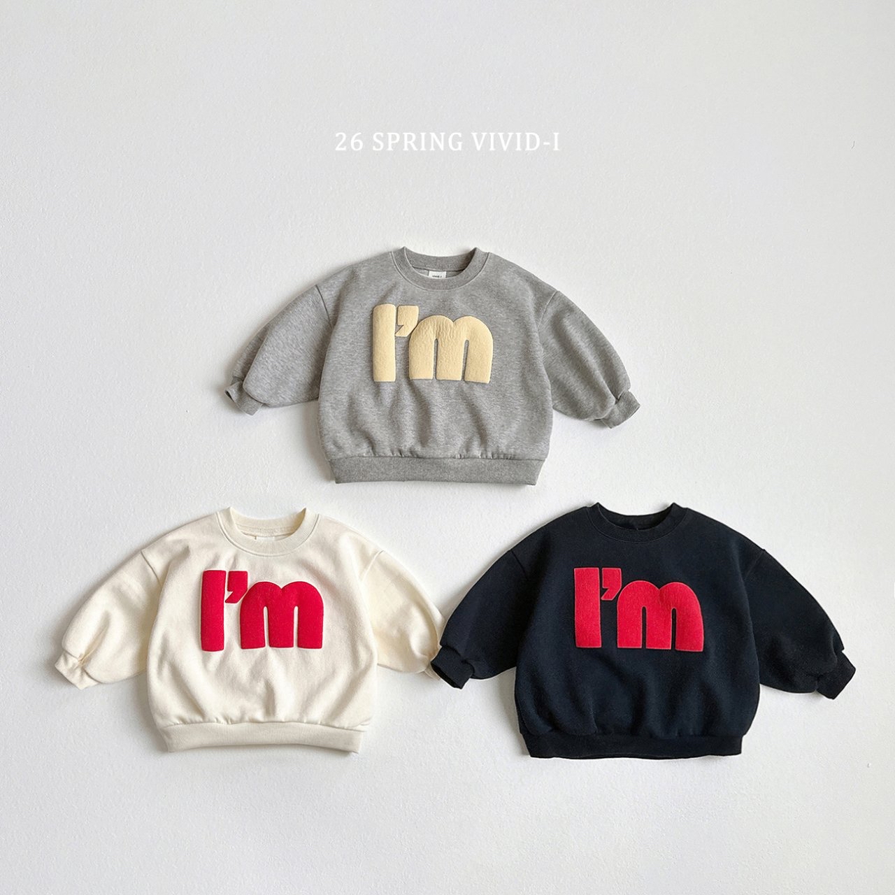 🌸預訂 韓國直送🌸🇰🇷VIVIDI三色立體字母印花寬鬆衛衣
