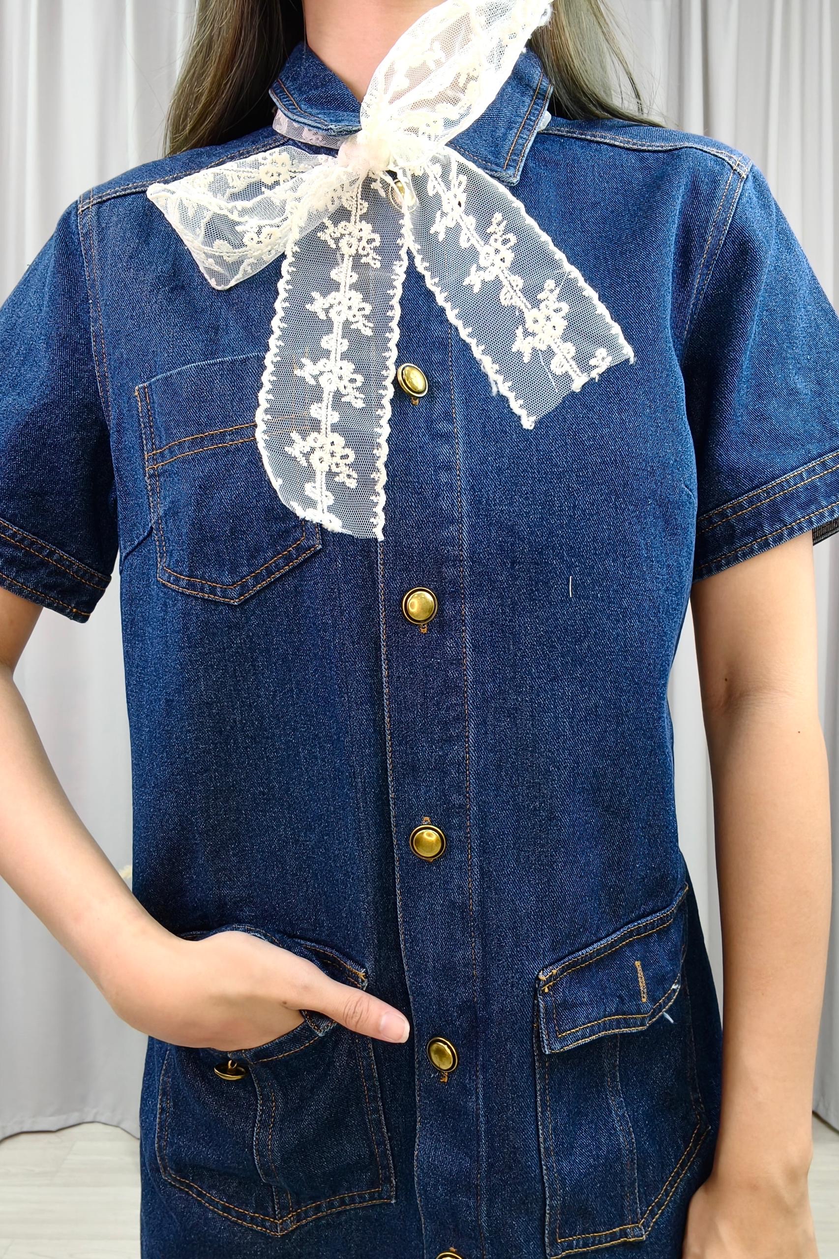 935277 Sweet Denim Button Dress