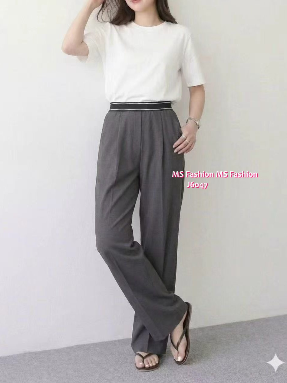 J6047 韓國🇰🇷拼色腰闊筒西褲