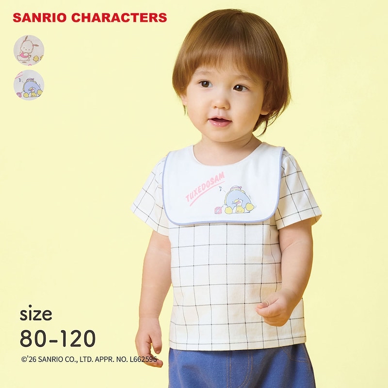 🇯🇵預訂 日本直送🇯🇵Sanrio兩色人物印花領格紋短袖上衣