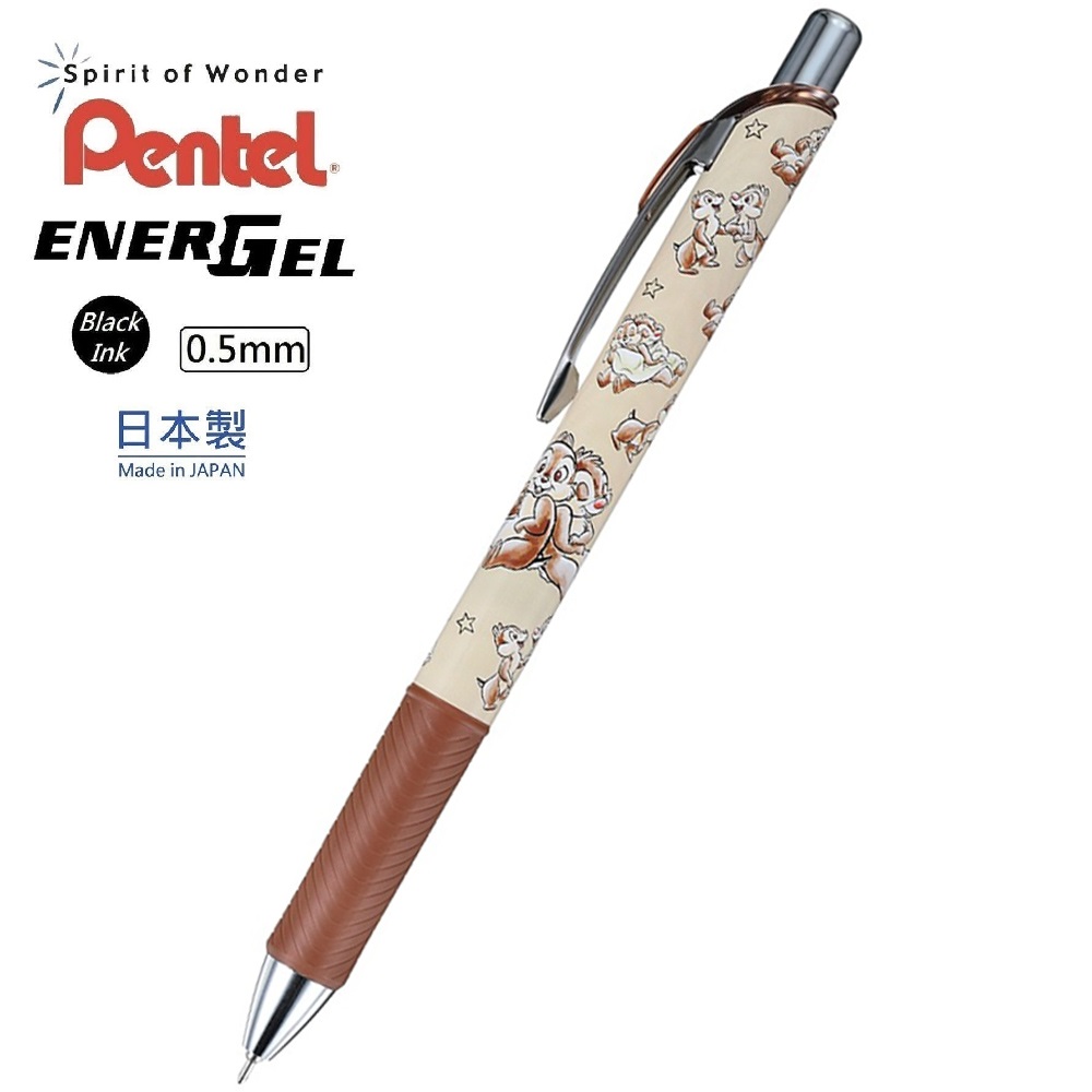 【日本 Disney Store 限定】Chip & Dale 鋼牙與大鼻 日本製 Pentel EnerGel 0.5mm 黑色 啫喱筆 690097