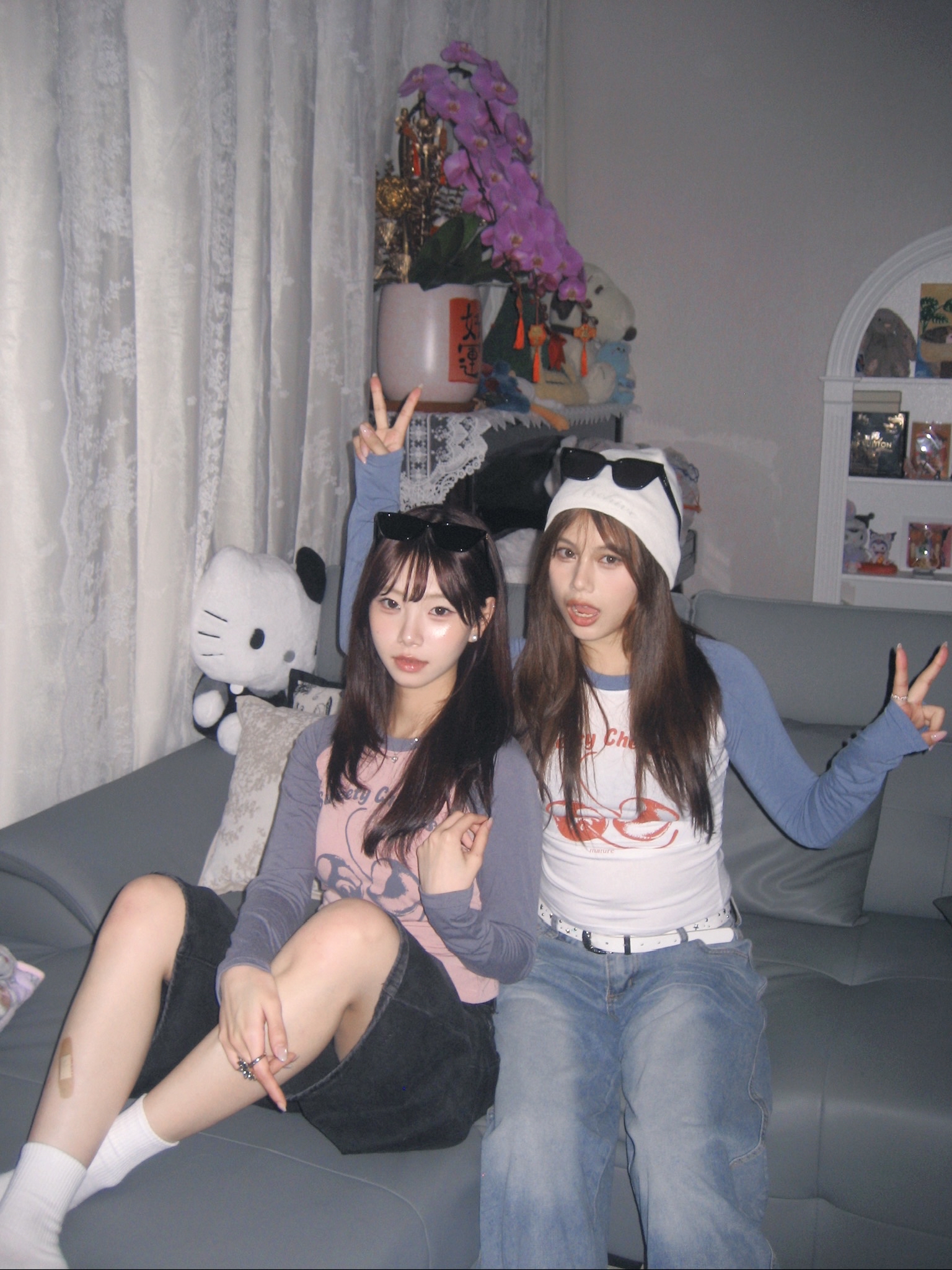 韓國車厘子撞色牛角袖薄Tee